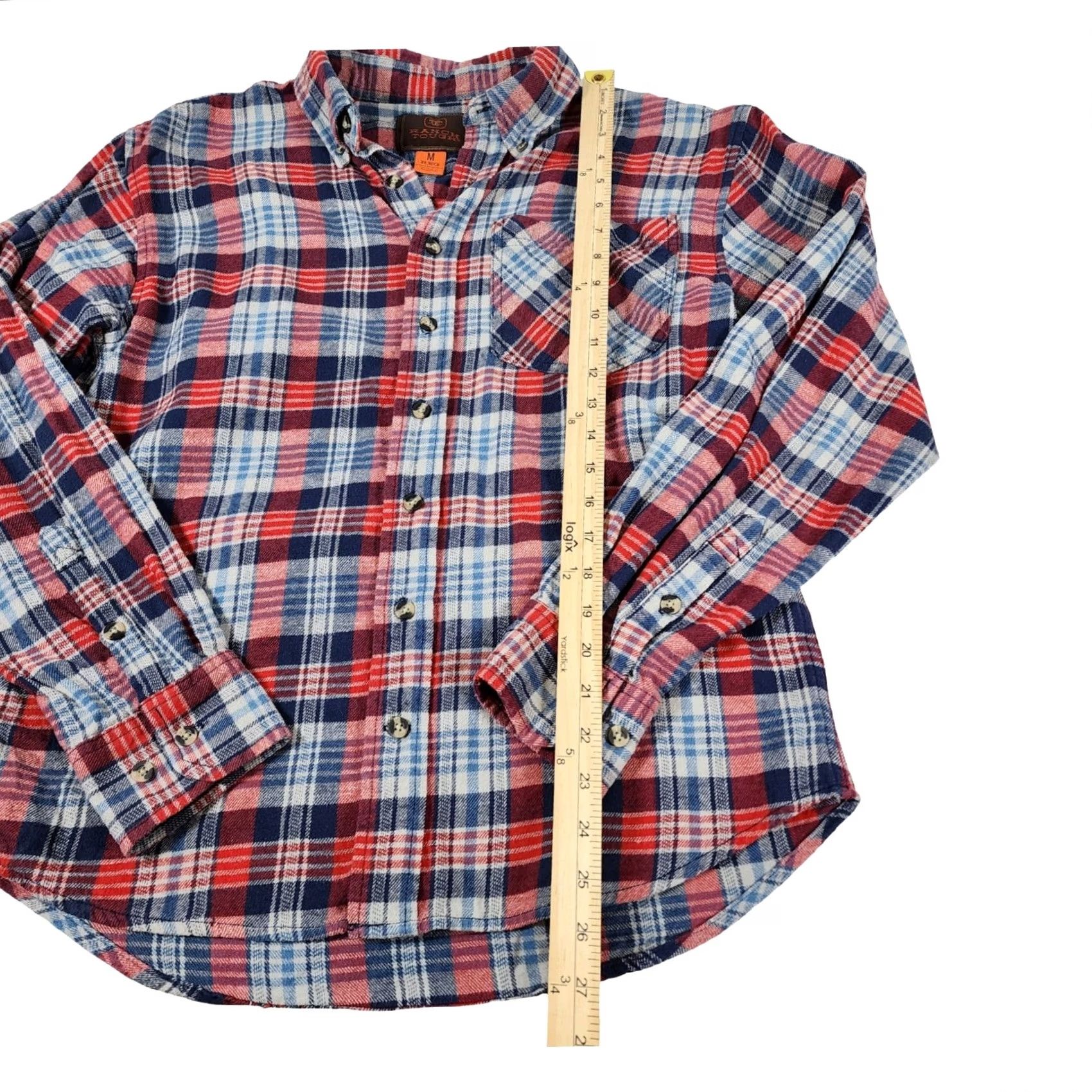 Vintage Ranch Tough Plaid Flannel Shirt Mens Medium Red White Blue Long Sleeve Cotton Button-Up Shirt Size US M / EU 48-50 / 2 - 4 Thumbnail