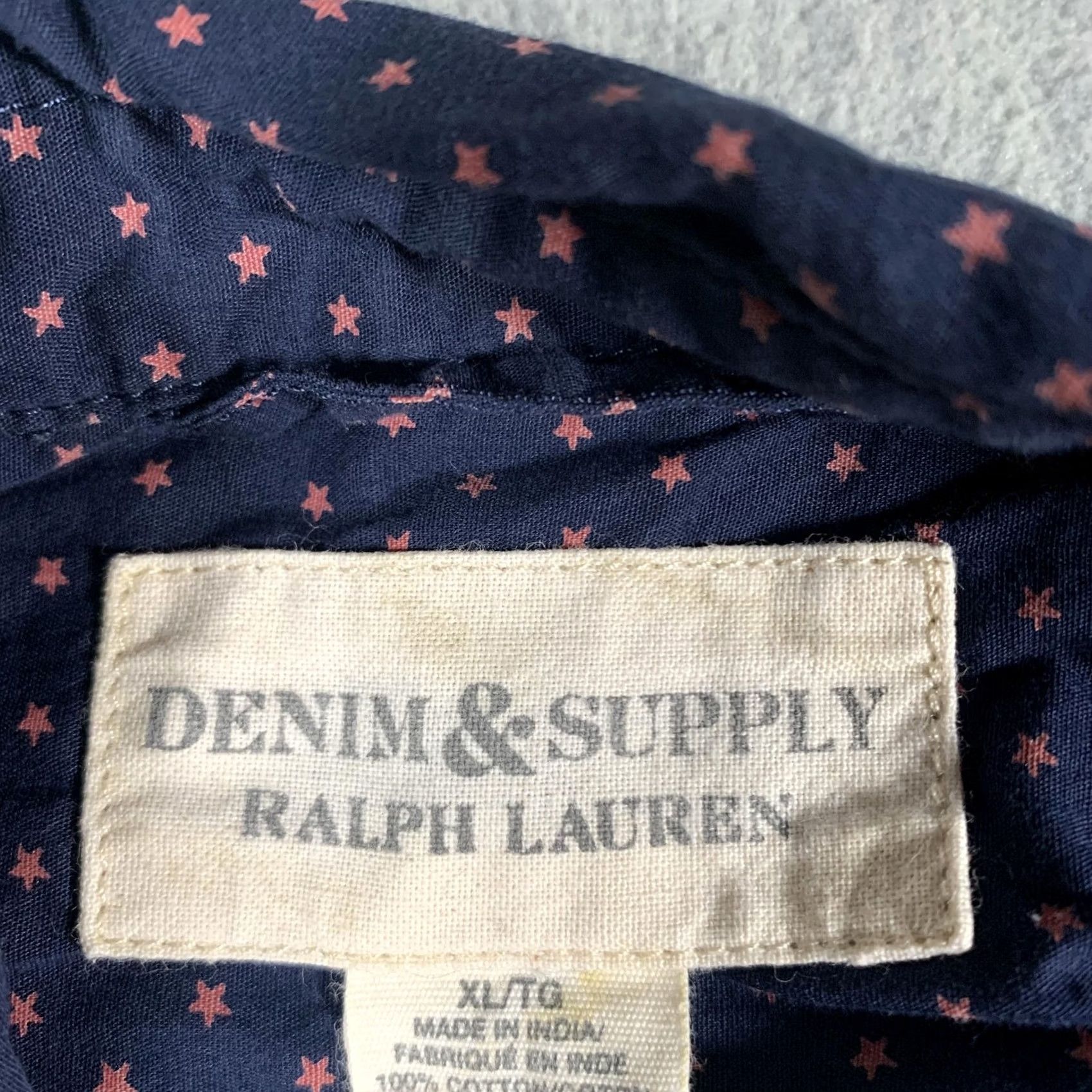 Ralph Lauren Denim & Supply Ralph Lauren Shirt Mens XL Blue Red Star Print Short Sleeve Button-Up Size US XL / EU 56 / 4 - 5 Thumbnail