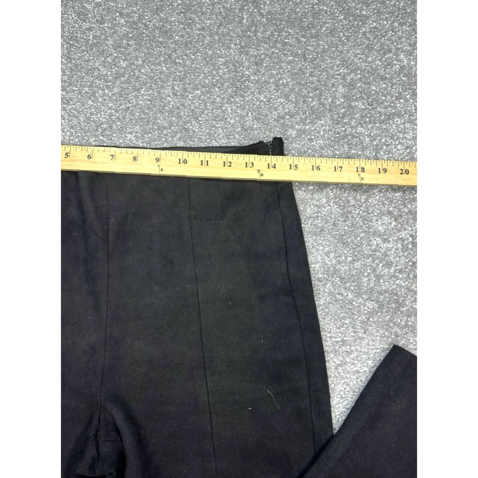 Zara Zara Leggings Women Large Black Suede High Rise Ankle Side Zip Stretch Size 36" / US 14 / IT 50 - 6 Thumbnail