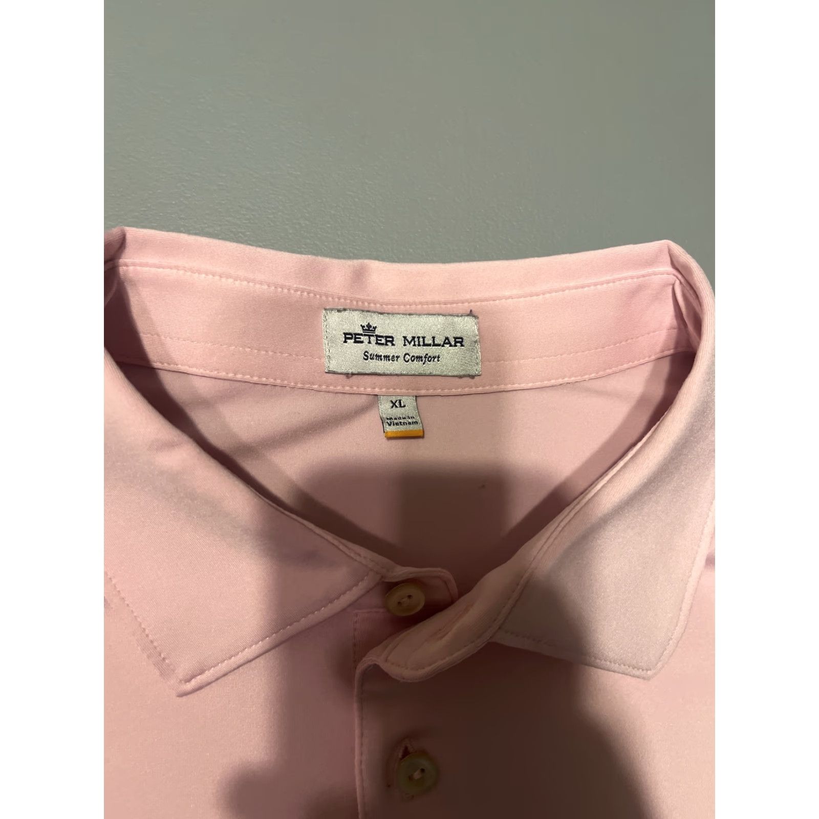 Peter Millar Peter Millar Summer Comfort Golf Polo Men's XL Pink Solid Size US XL / EU 56 / 4 - 2 Thumbnail
