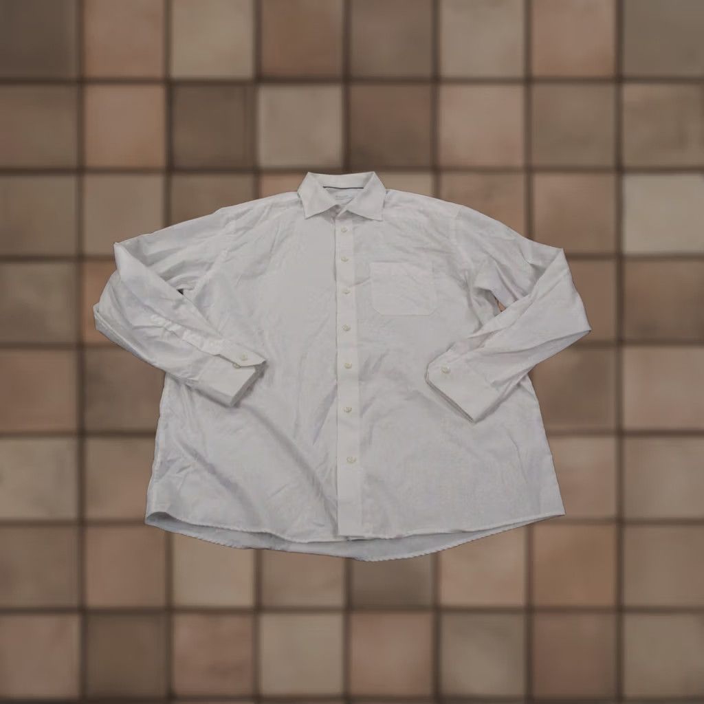 Eton Eton Shirt Mens XL 44 17.5 White Contemporary Dress Business Preppy Casual Club Knit Button-Up Collared Regular Cotton Mens Size US XL / EU 56 / 4 - 1 Thumbnail