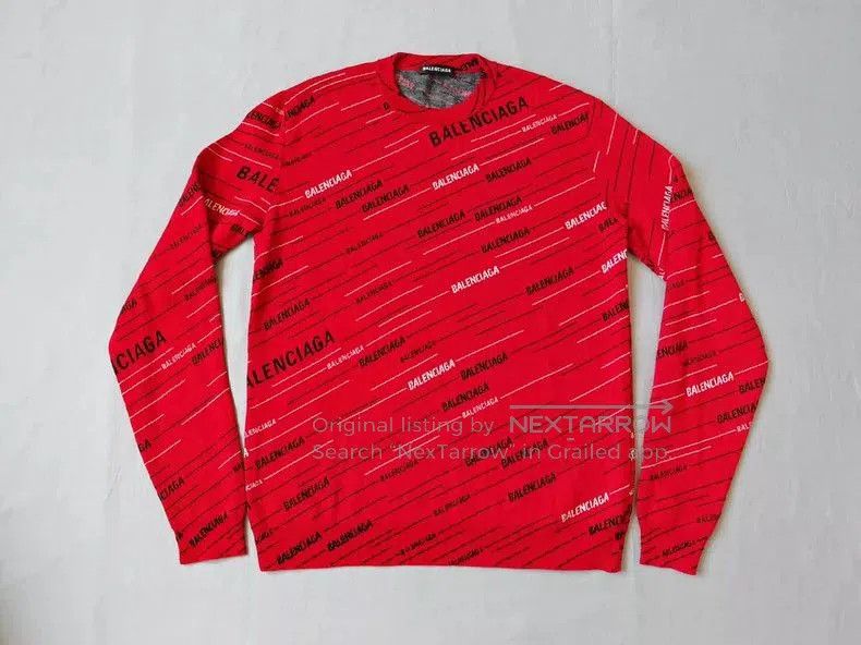Balenciaga Balenciaga Logo Print Red Wool Sweater. Size US S / EU 44-46 / 1 - 1 Thumbnail