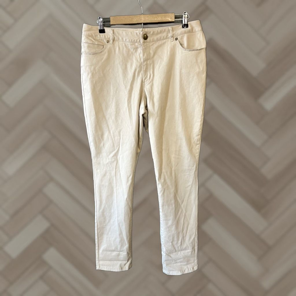 Coldwater Creek Coldwater Creek White Straight Leg Pants 14 Tall Womens Size 14 Tall Regular Ankle Style Pants Mens? Size 36" / US 14 / IT 50 - 1 Thumbnail