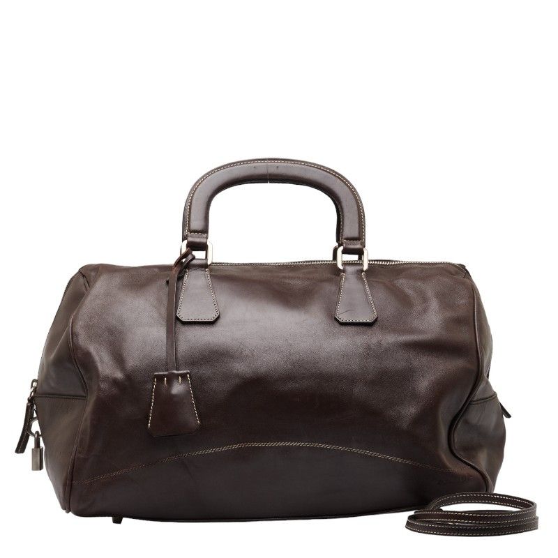 image of Prada Leather Handbag in Brown, Women's