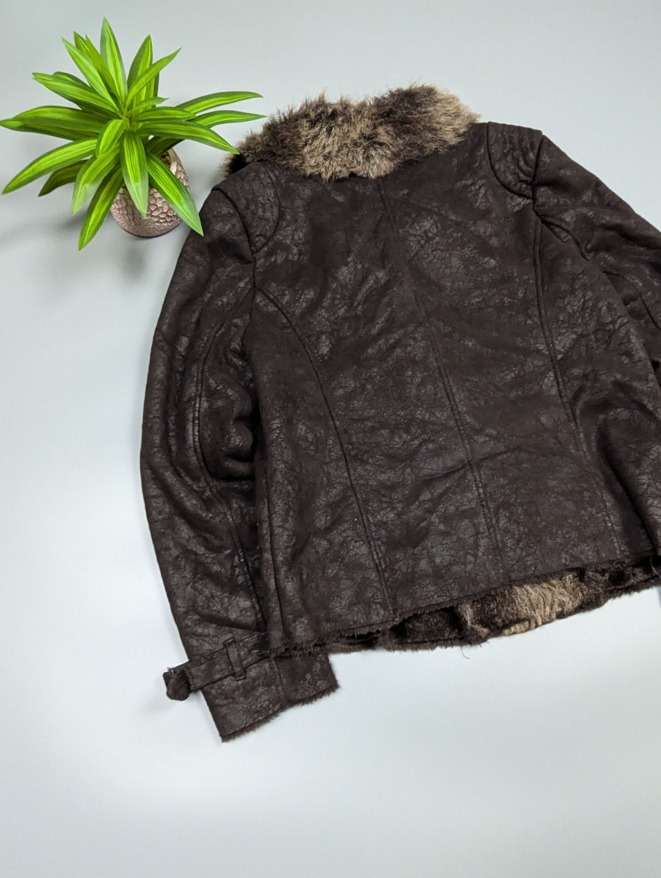 Vintage Vintage Distressed Brown Leather Moto Jacket Women’s S/M Size M / US 6-8 / IT 42-44 - 17 Thumbnail