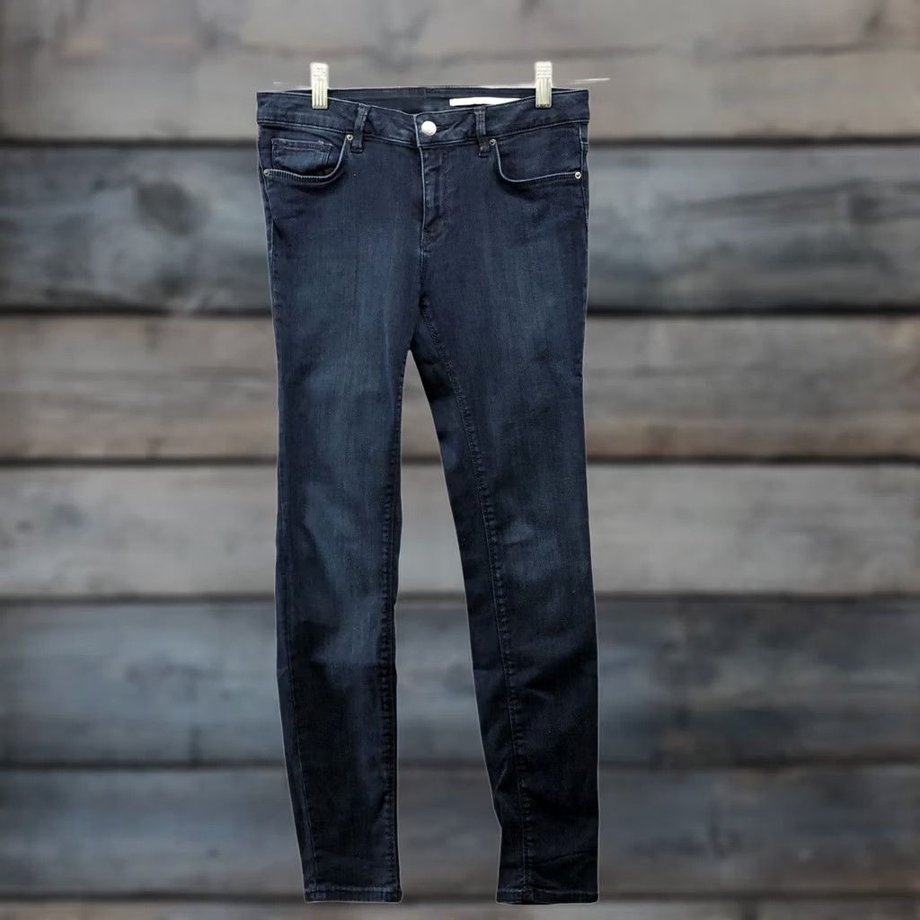 Zara Zara Sim Fit Jeans Womens 6 Medium Rise Blue Dark Wash Stretch Skinny Denim Cotton Blend Size 28" / US 6 / IT 42 - 1 Thumbnail