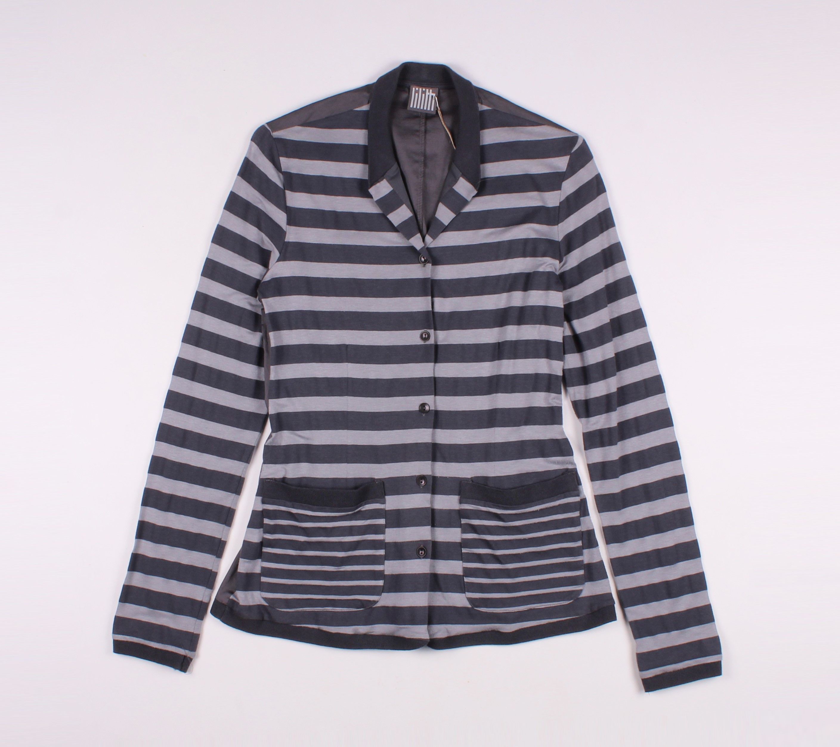 Other Lilith Paris Striped Gray Long Sleeve Blazer Size S / US 4 / IT 40 - 1 Thumbnail
