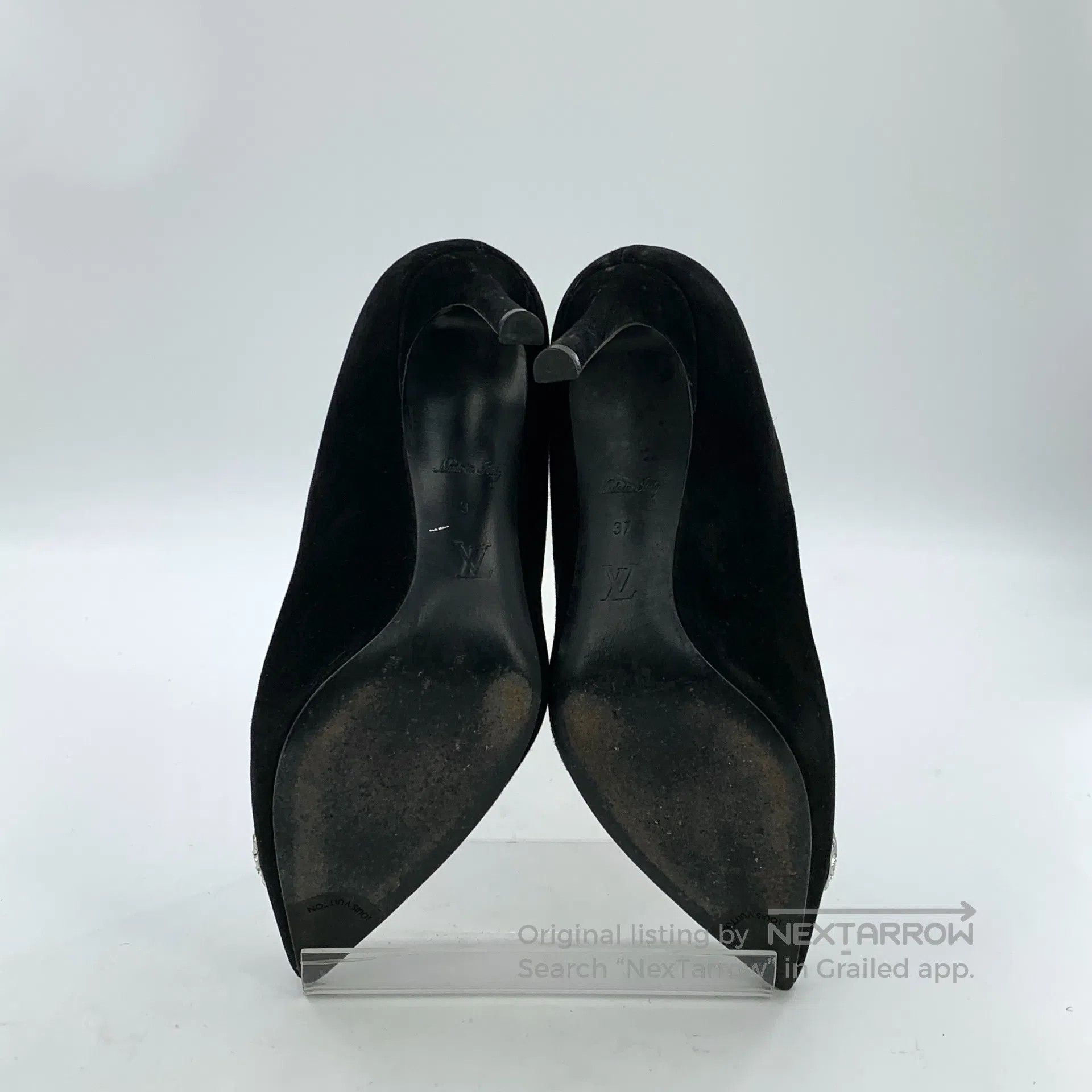 Louis Vuitton Louis Vuitton Black diamond-encrusted logo high heels with Size US 6.5 / IT 36.5 - 5 Thumbnail