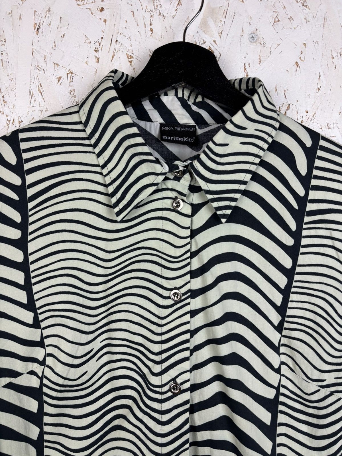 Marimekko Vintage Marimekko Mika Piirainen Metal Button Abstract Shirt Size L / US 10 / IT 46 - 2 Thumbnail