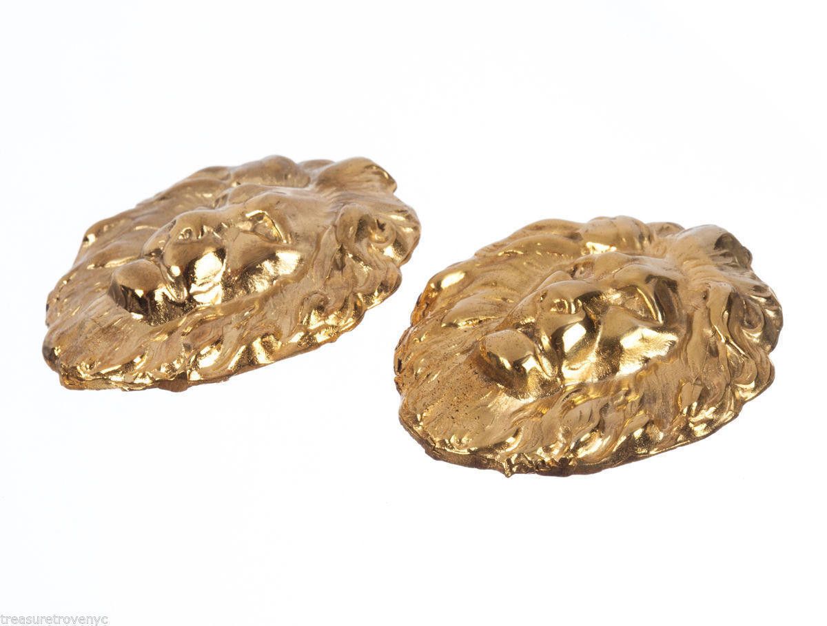 Designer 18 kt Gold Plated Brass Royal Lion Earrings Alberto Juan Size ONE SIZE - 2 Thumbnail