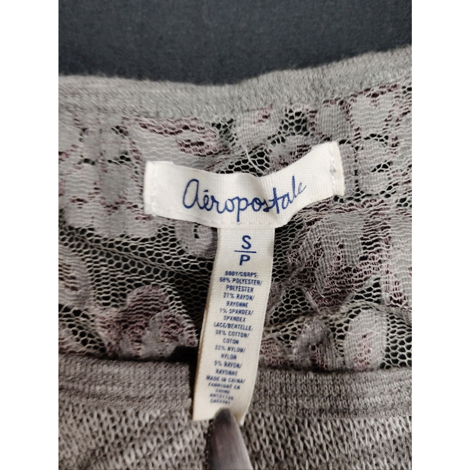 Aeropostale Aeropostale Gray Lace Back Long Sleeve Size S / US 4 / IT 40 - 7 Thumbnail