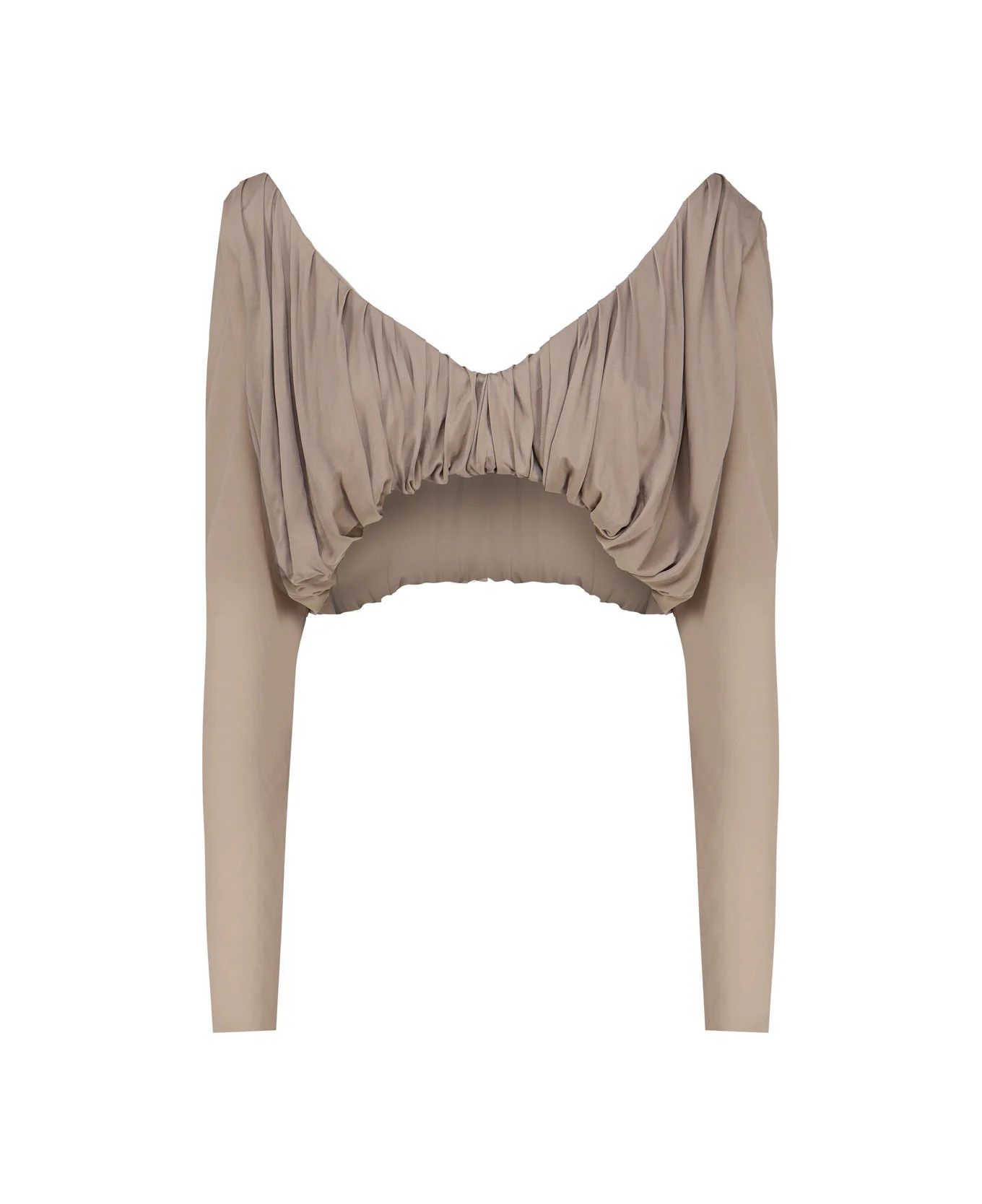 Saint Laurent Paris o1bcso1str1224 Cropped Top In Jersey in Taupe Size M / US 6-8 / IT 42-44 - 1 Thumbnail