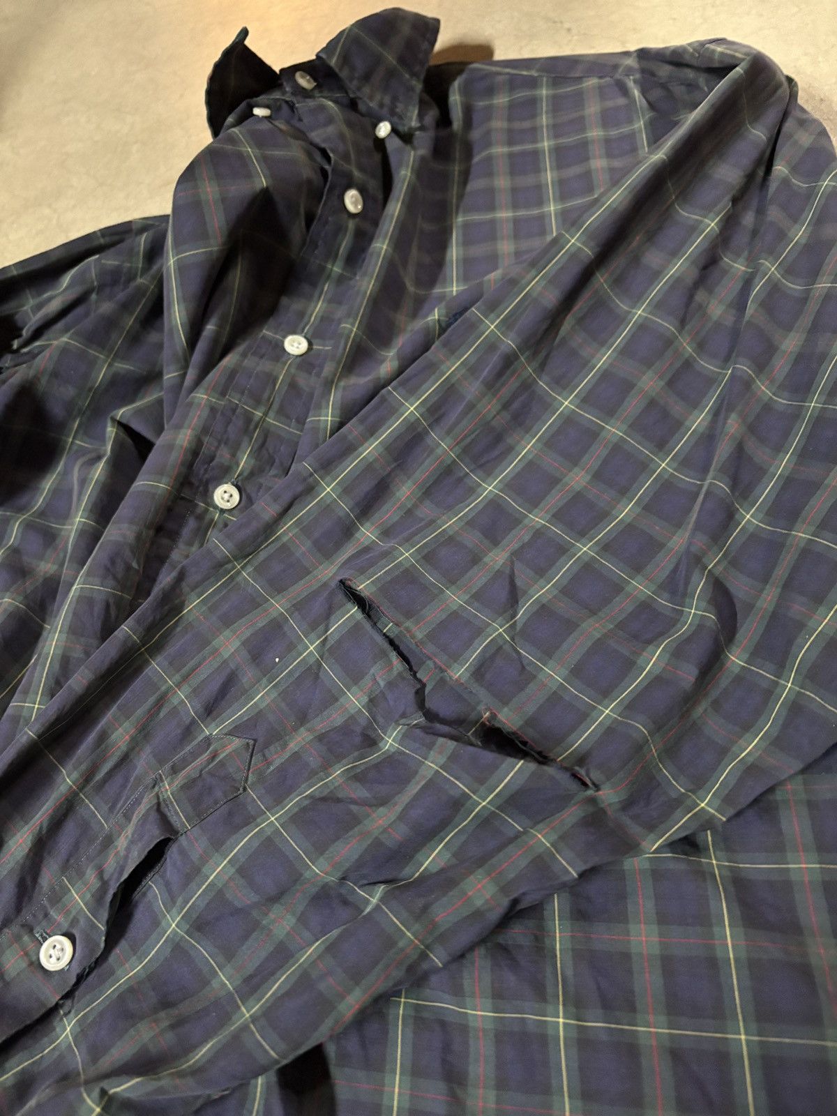 Polo Ralph Lauren VTG 90s Polo Ralph Lauren Blake Plaid Long Sleeve Shirt Navy Size US XXL / EU 58 / 5 - 3 Thumbnail