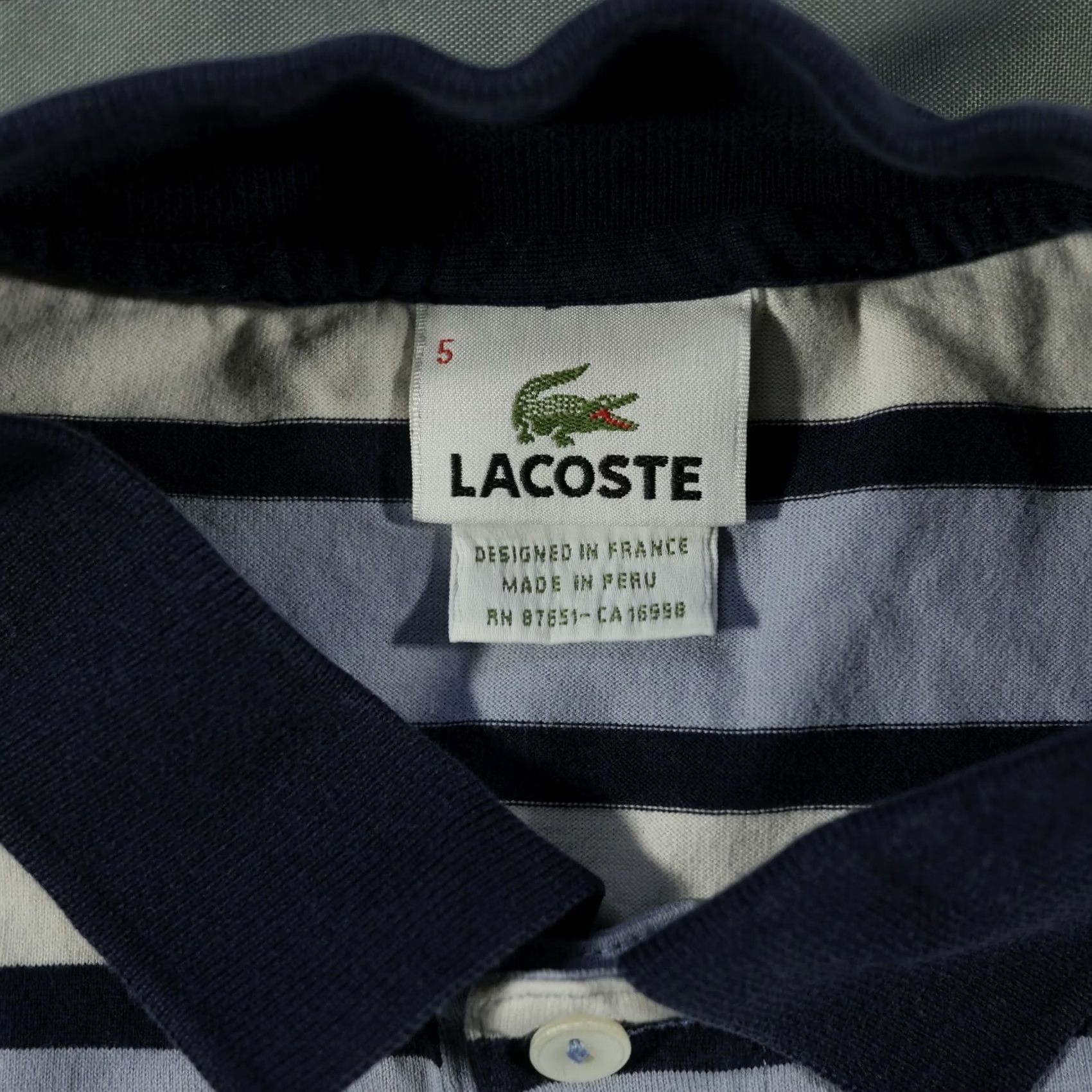 Lacoste Lacoste Polo Shirt Mens Large 5 Blue White Devanlay Stripes Tennis Preppy Casual Shirt Mens L Blue White Striped Polo Golf Tennis Zipper? Size US L / EU 52-54 / 3 - 6 Thumbnail