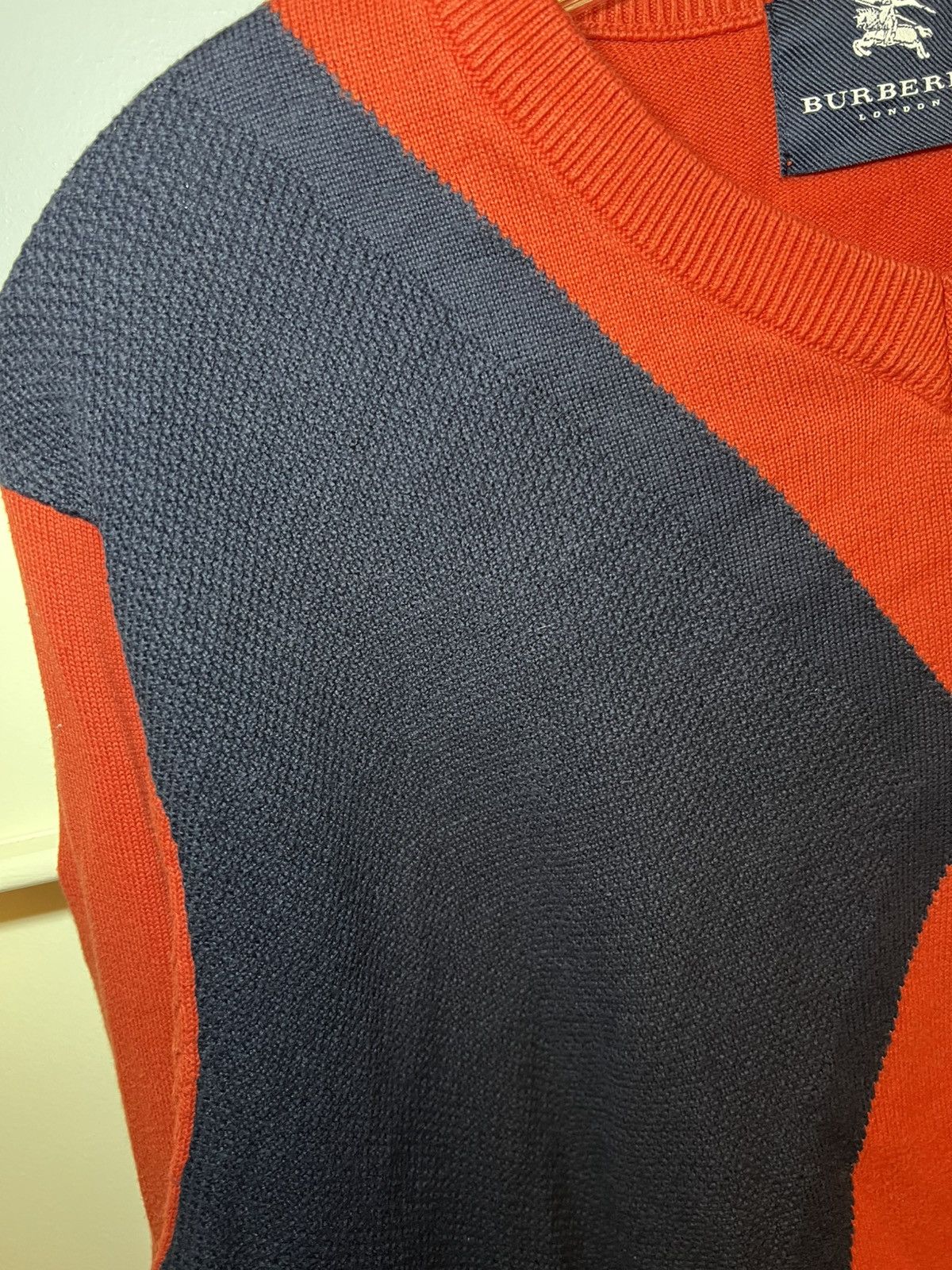 Burberry Vintage Burberry multi knit colour split v-neck sweater Size US L / EU 52-54 / 3 - 8 Thumbnail