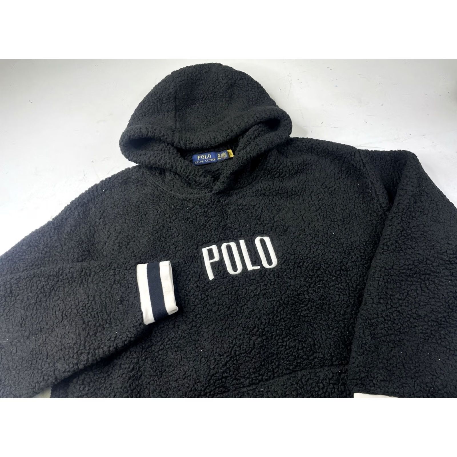 Polo Ralph Lauren Polo Ralph Lauren Hoodie Pullover XL Black Hi-Pile Sherpa Spellout Sweatshirt Size US XL / EU 56 / 4 - 2 Thumbnail