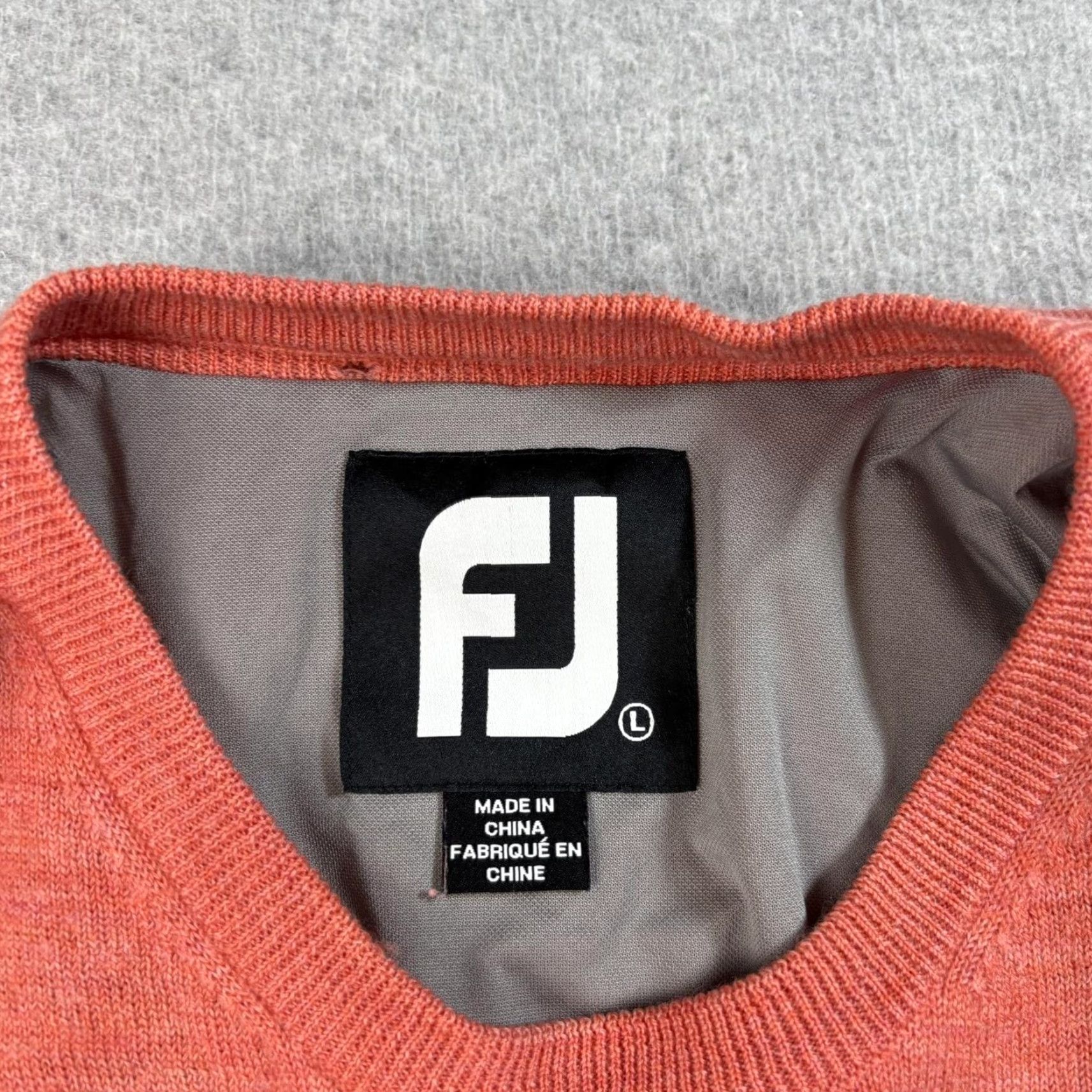 Footjoy FootJoy Mens Large Orange Wool Sweater Crewneck Lined Golf Pullover Knit Layer Size US L / EU 52-54 / 3 - 3 Thumbnail