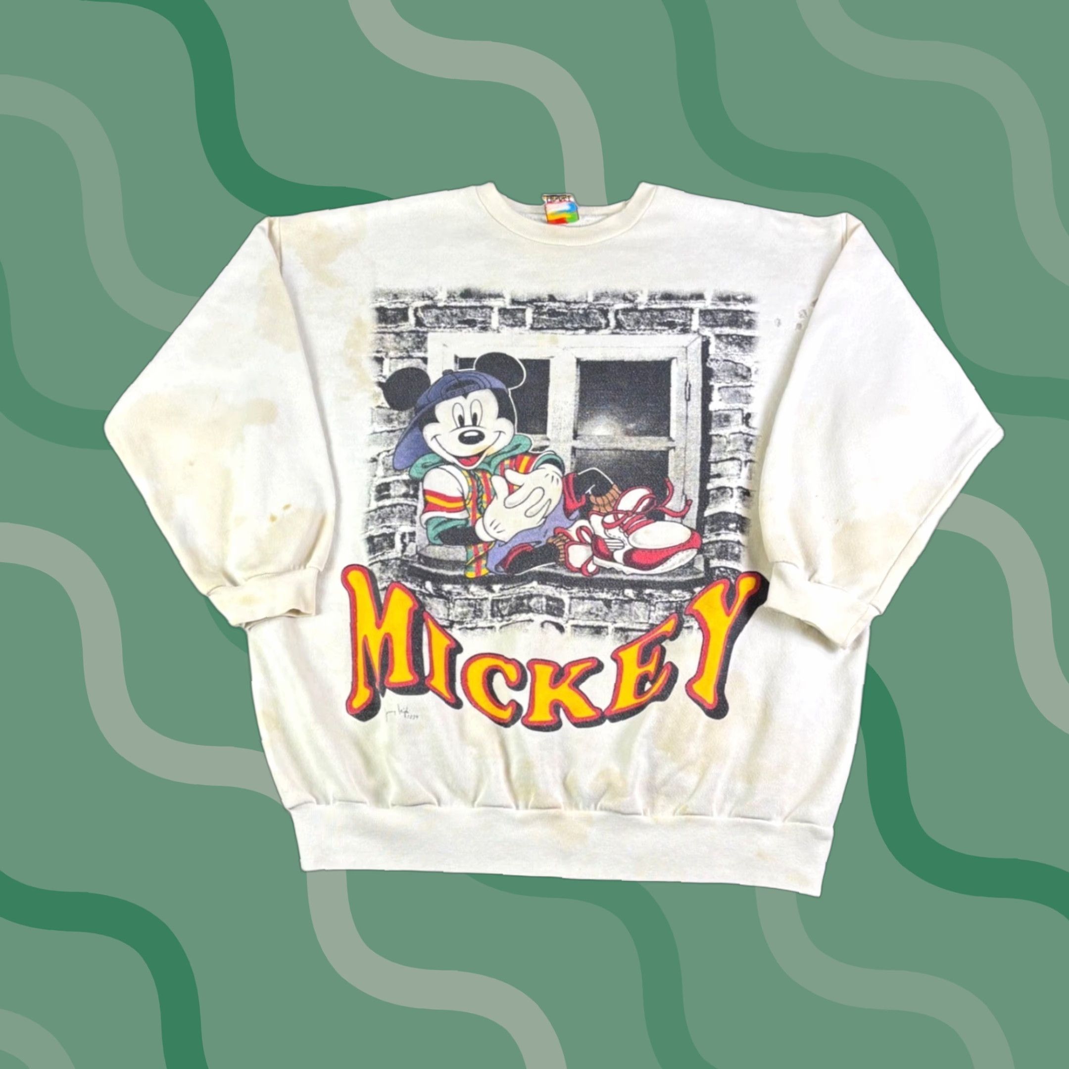 Mickey Unlimited VINTAGE Mickey Unlimited Sweatshirt Cream XL 90s Distressed Graphic Print Mickey Mouse Crew Neck Unisex Adults Men Women Size US XL / EU 56 / 4 - 1 Thumbnail