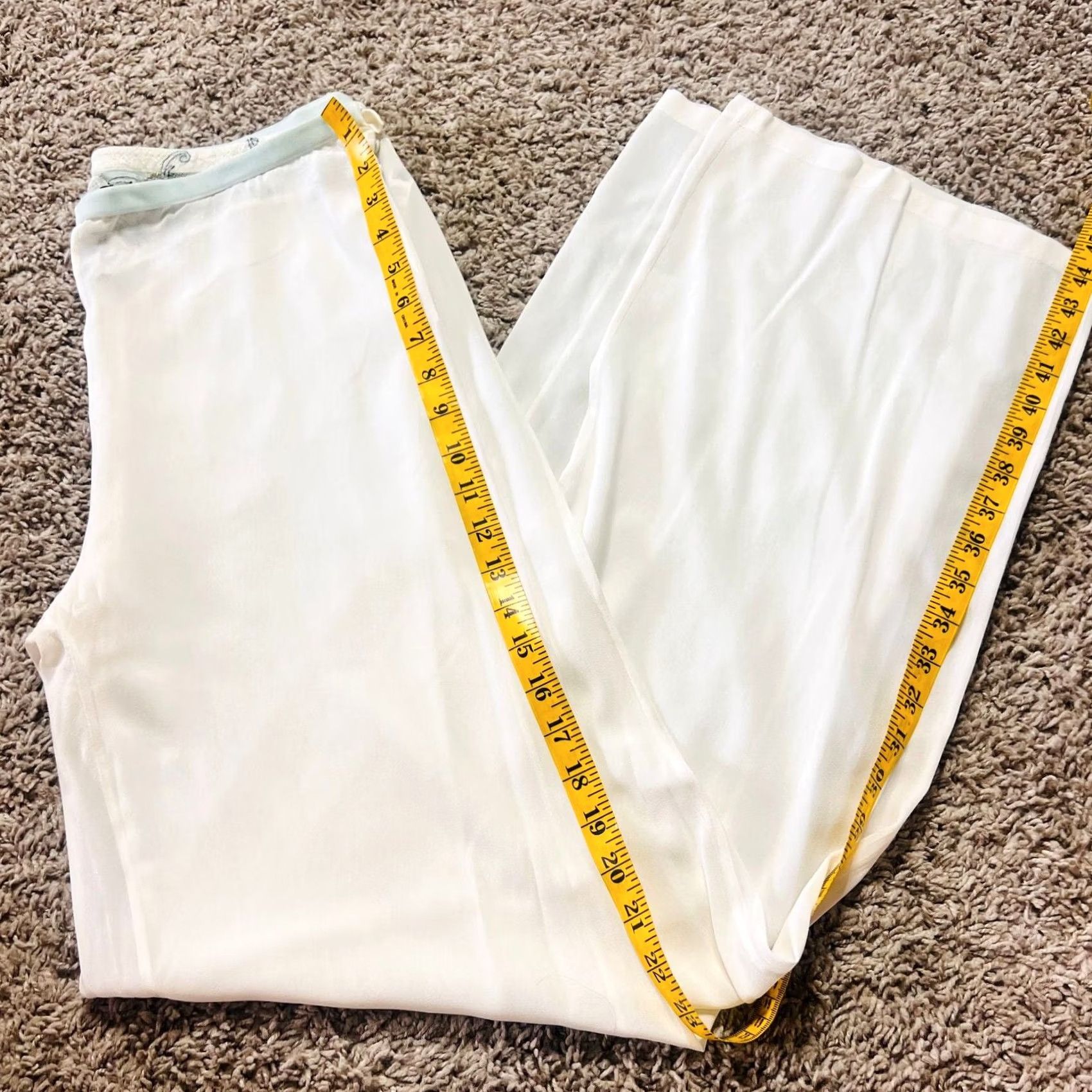 La Perla La Perla White Blue Lace Sheer Lounge Pants Silk US Medium Woman M White Vintage 90s Boho Lace Sheer Lounge Pants Silk US Medium Women Size 32" / US 10 / IT 46 - 2 Thumbnail