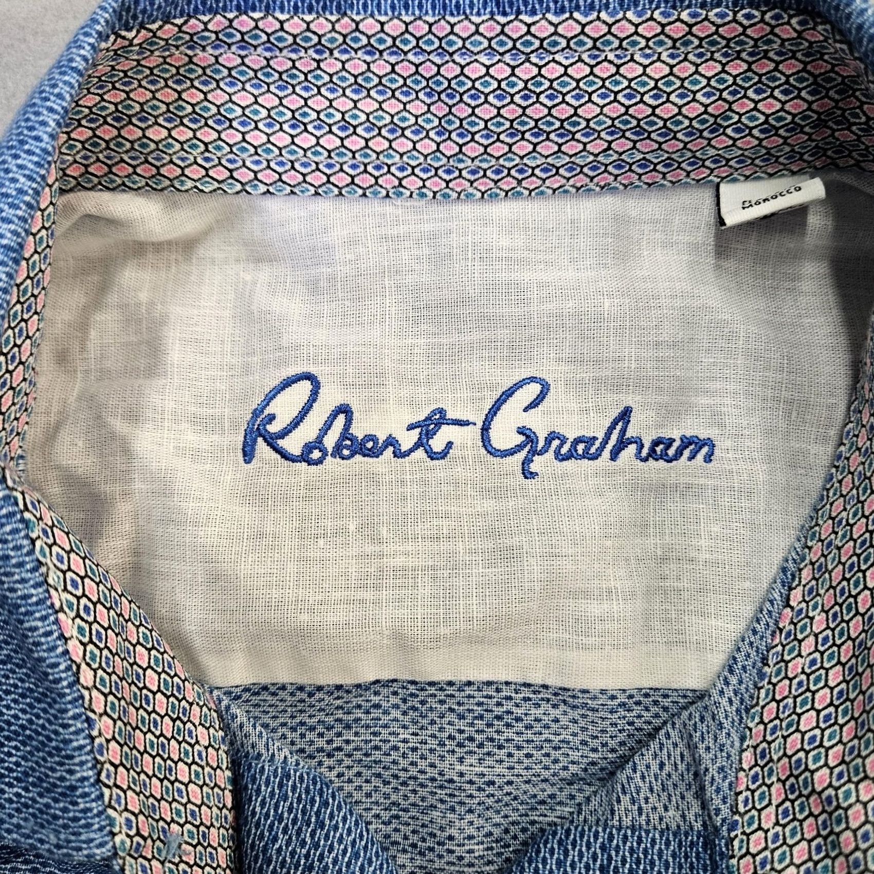 Robert Graham Robert Graham Shirt Mens Small Blue Brixton Geometric Long Sleeve Button Front Size US S / EU 44-46 / 1 - 4 Thumbnail