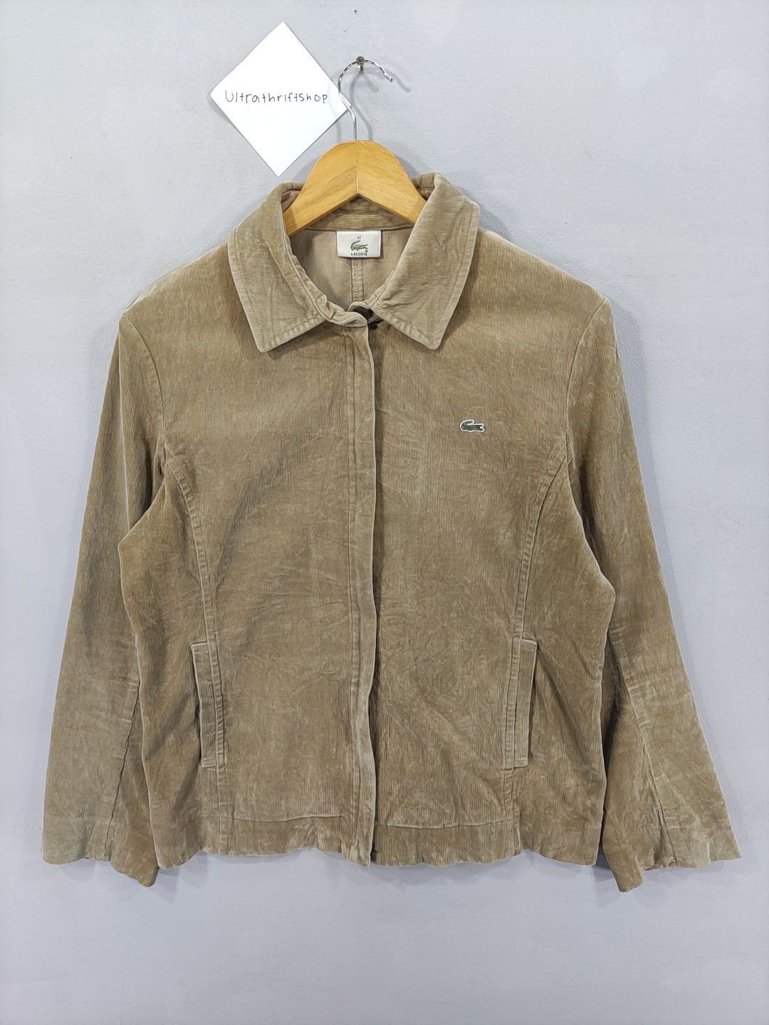 Lacoste Vintage Lacoste Corduroy Jacket Zipper Size S / US 4 / IT 40 - 1 Thumbnail