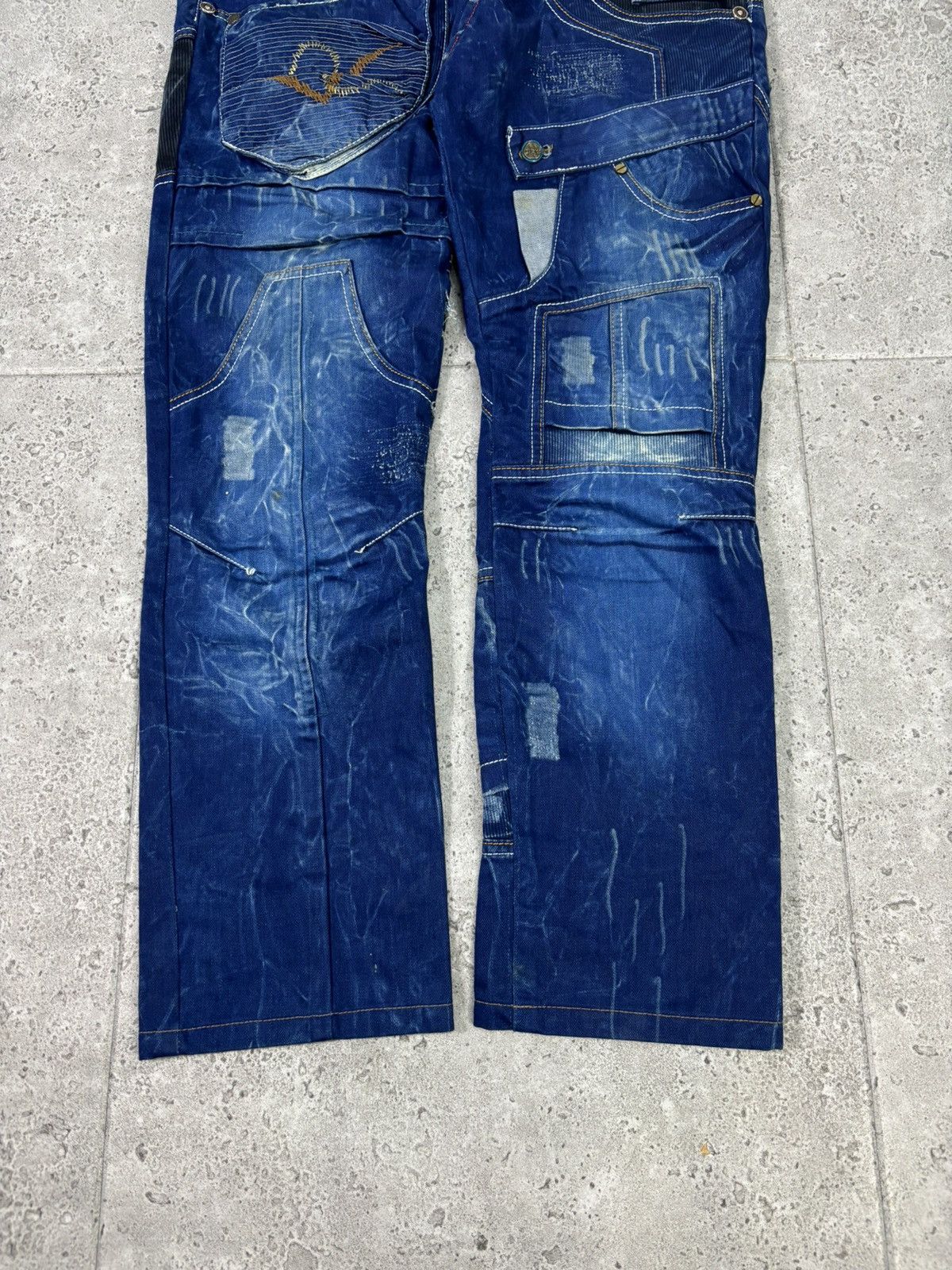 Japanese Brand 🇯🇵 Y2K Bar WideLeg Denim Japan Patchwork Multipocket Jeans Size US 34 / EU 50 - 3 Thumbnail