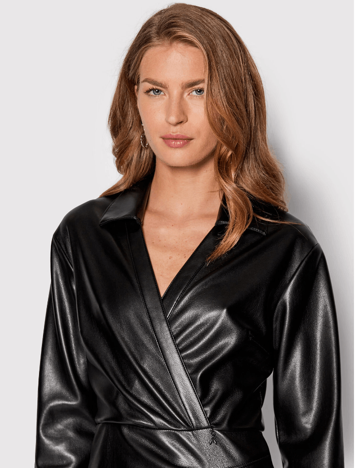 PATRIZIA PEPE LEATHER BLACK DRESS 8A0986/E005-K103