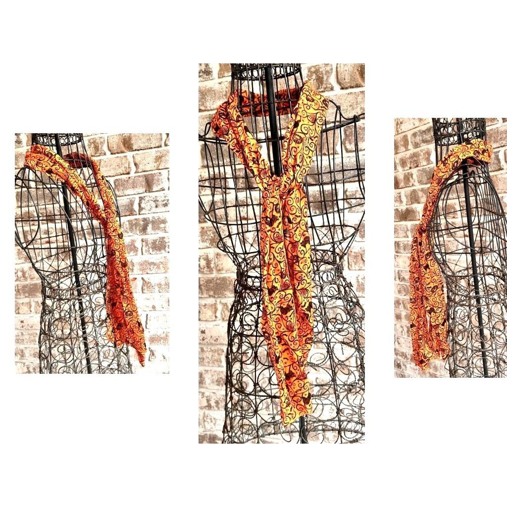 Vintage ViTG Halloween Neck Scarf Orange Black Cats Jack O Lantern B Size ONE SIZE - 5 Thumbnail