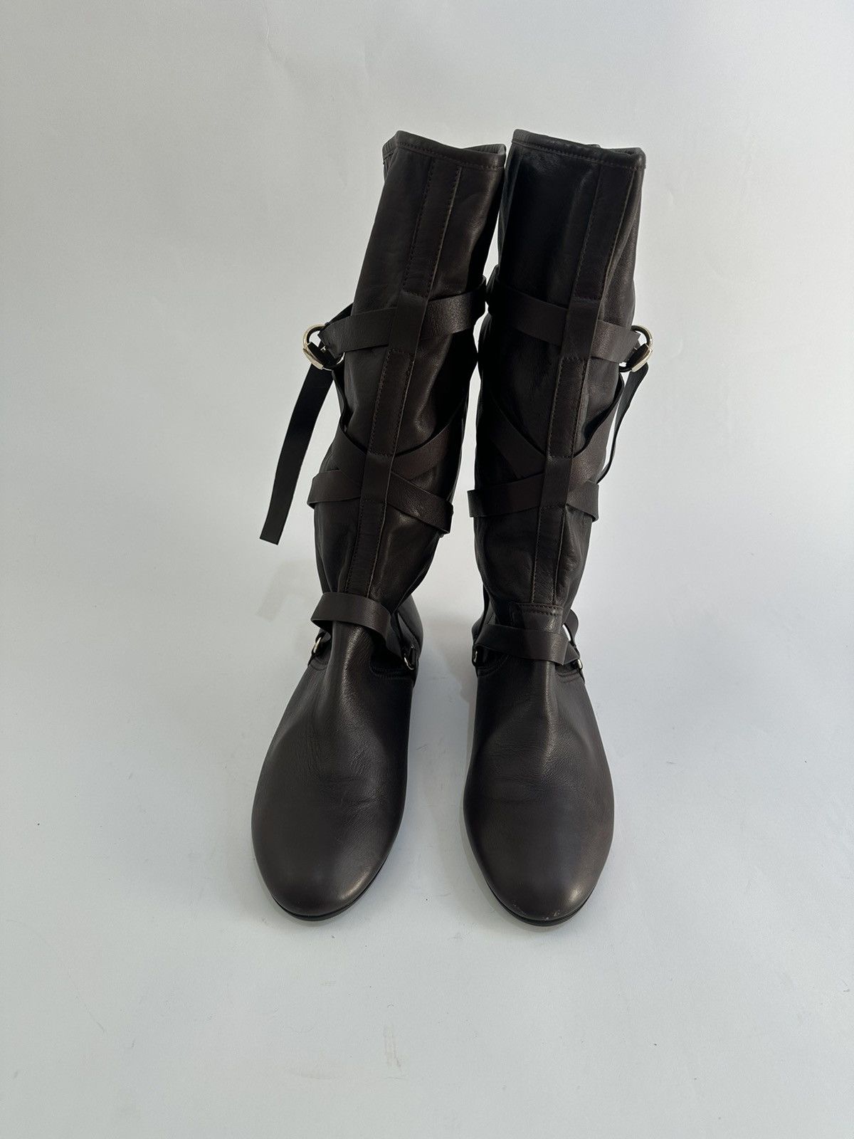 Gucci Gucci Dark Brown Leather Buckle Knee Boots Size 39. Size US 9 / IT 39 - 4 Thumbnail