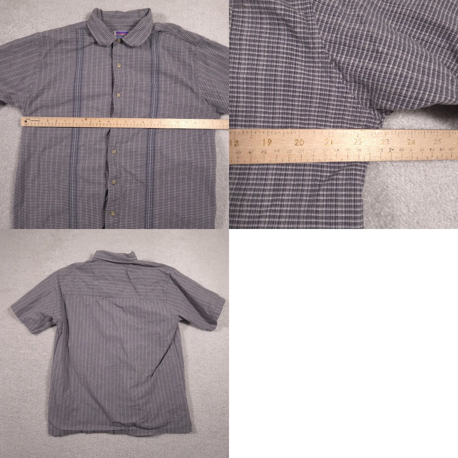 Vintage VINTAGE NorthCrest Shirt Mens L Gray Check Button Front Short Sleeve Casual Size US L / EU 52-54 / 3 - 8 Thumbnail