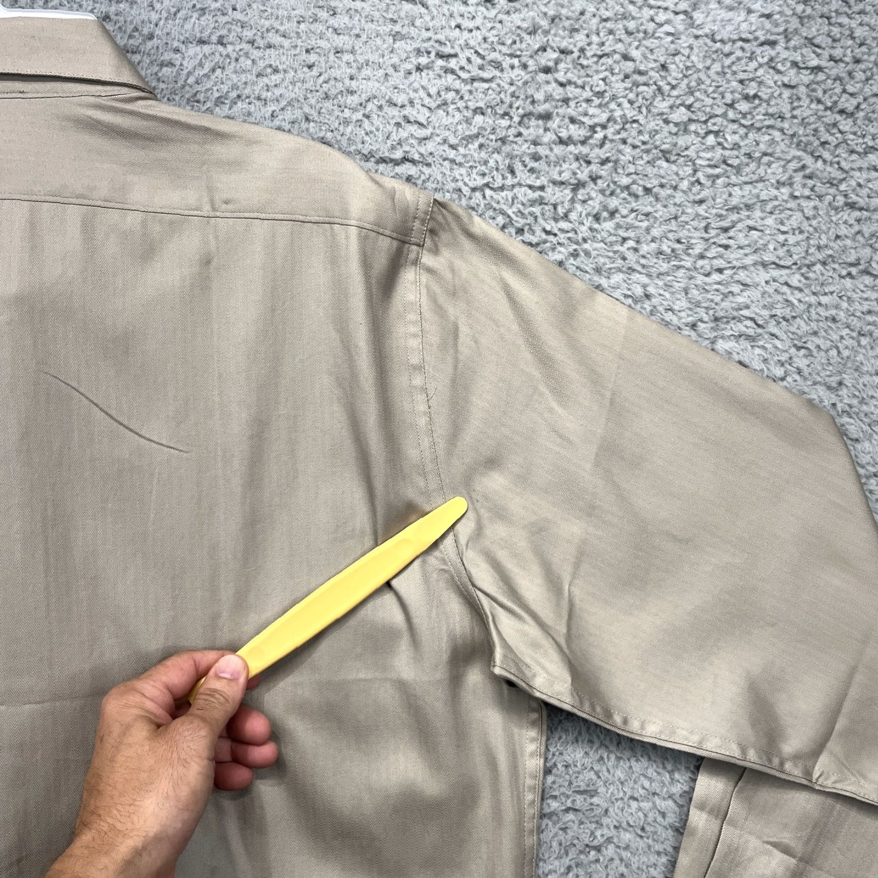Sears Sears Structure Shirt Mens Large Tan Woven Textured Long Sleeve Button Up Size US L / EU 52-54 / 3 - 2 Thumbnail