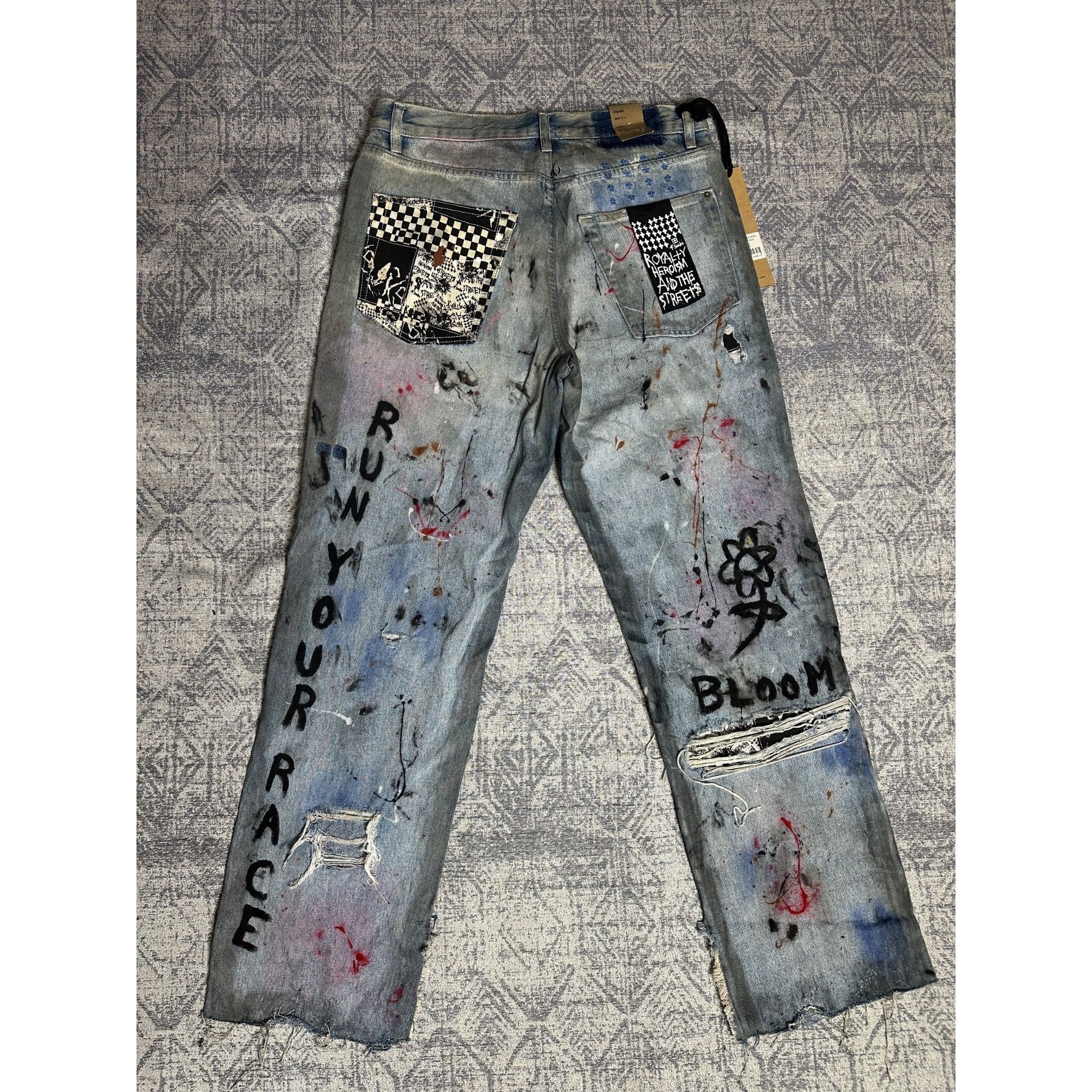 Ksubi Custom Embellished Distressed Paint Stained dyed treated Ksu Size US 31 - 10 Thumbnail