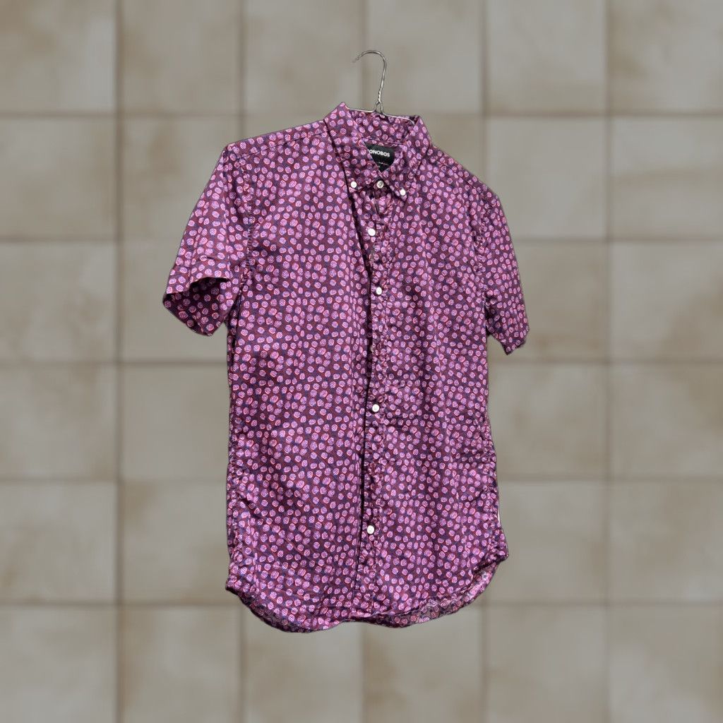 Bonobos Bonobos Shirt Mens M Slim Pink Cotton Floral Button-Up Short Sleeve | Button-Down Collar | Regular Size Type | Men Size US M / EU 48-50 / 2 - 1 Thumbnail