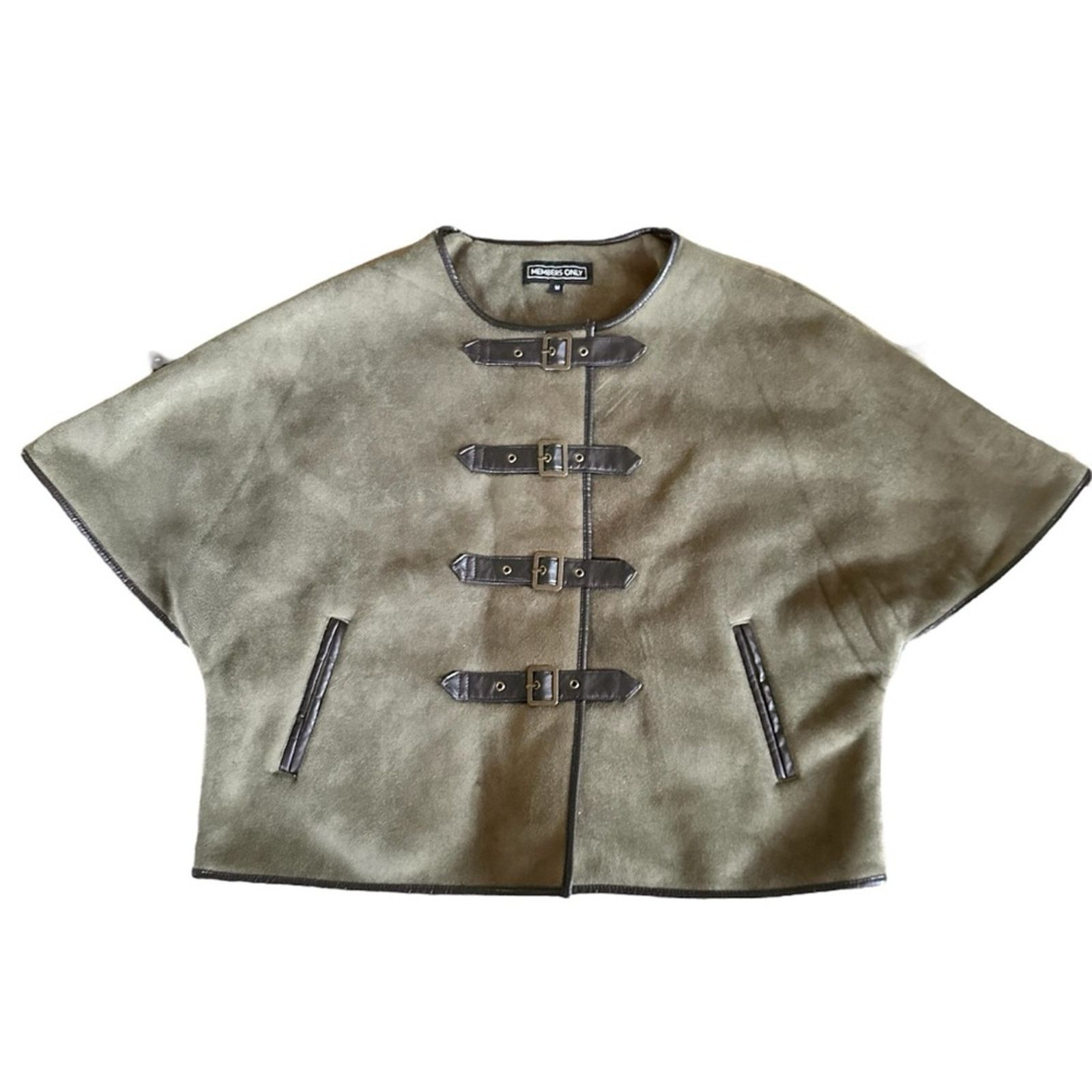 Members Only Members Only Faux Suede Sherpa Fleece Cape – Moss Green Size M / US 6-8 / IT 42-44 - 1 Thumbnail