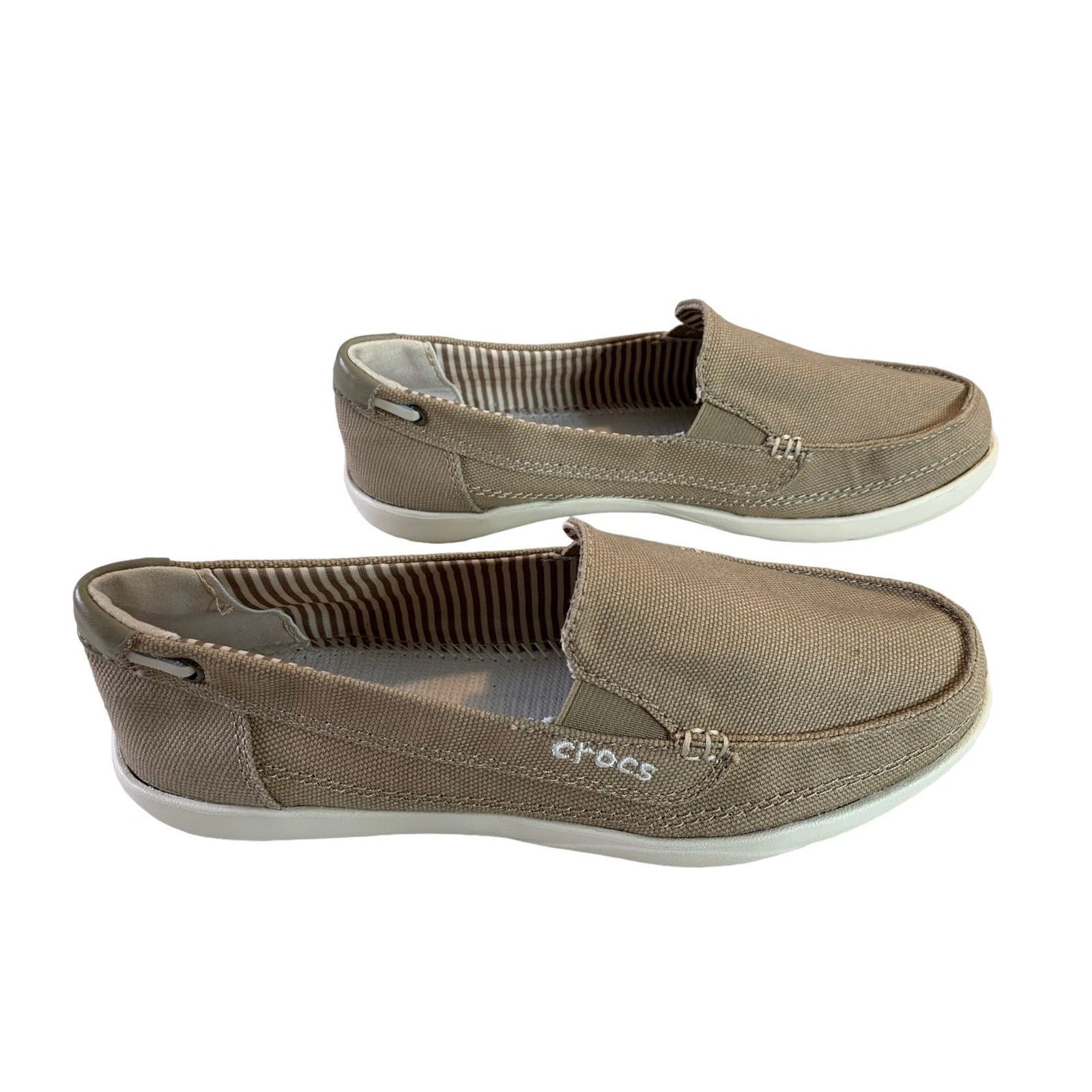 Crocs Crocs Canvas Slip on Boat Shoes Loafers Biege Women's Sze 6 Size US 6 / IT 36 - 6 Thumbnail