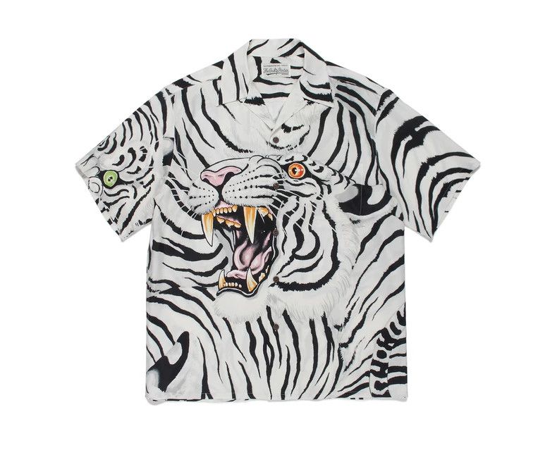 Wacko Maria WACKO MARIA 22SS TIM LEHI Hawaiian Shirt, white tiger shor Size US M / EU 48-50 / 2 - 2 Thumbnail