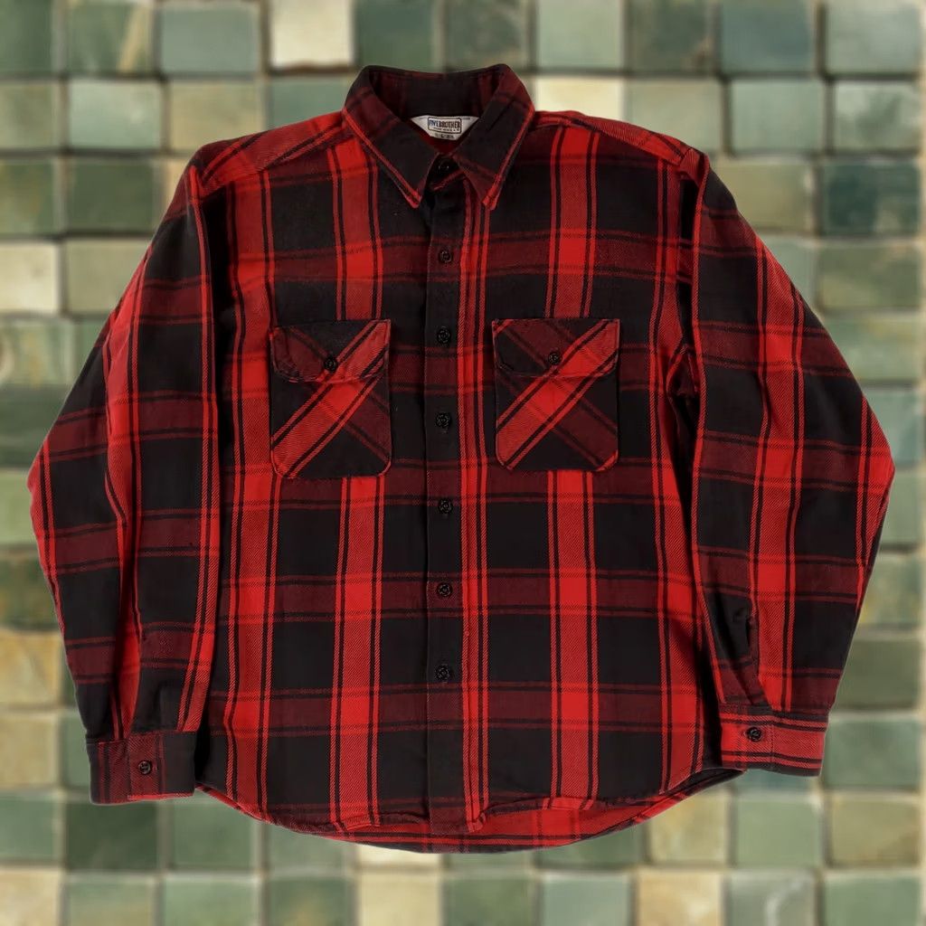 Vintage VINTAGE Five Brothers Shirt Plaid Flannel Red Black Made USA Mens L 16-16.5 Long Sleeve Mens Size US L / EU 52-54 / 3 - 1 Thumbnail