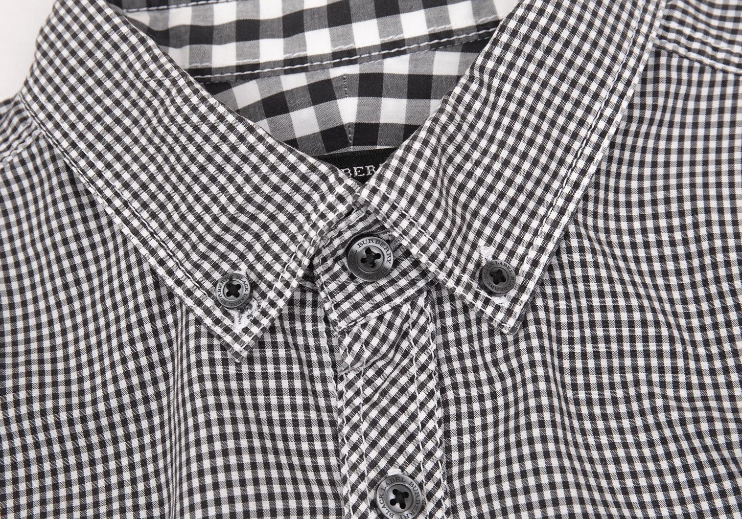 Burberry Gingham Check 3/4 Sleeve Button Down Shirt in Black/White Size US S / EU 44-46 / 1 - 5 Thumbnail