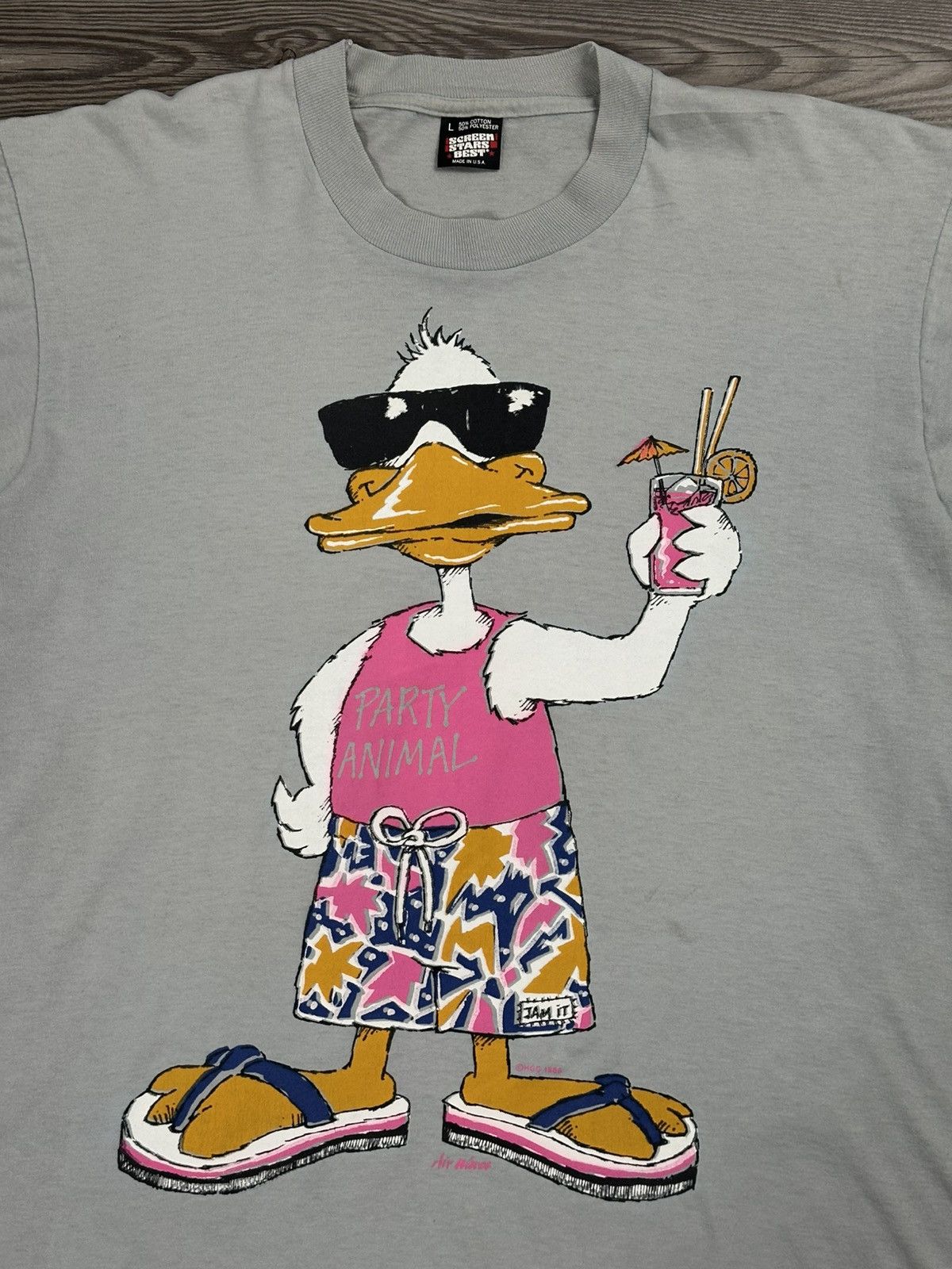Vintage Vintage 80’s Party Animal Duck T Shirt Size US L / EU 52-54 / 3 - 3 Thumbnail