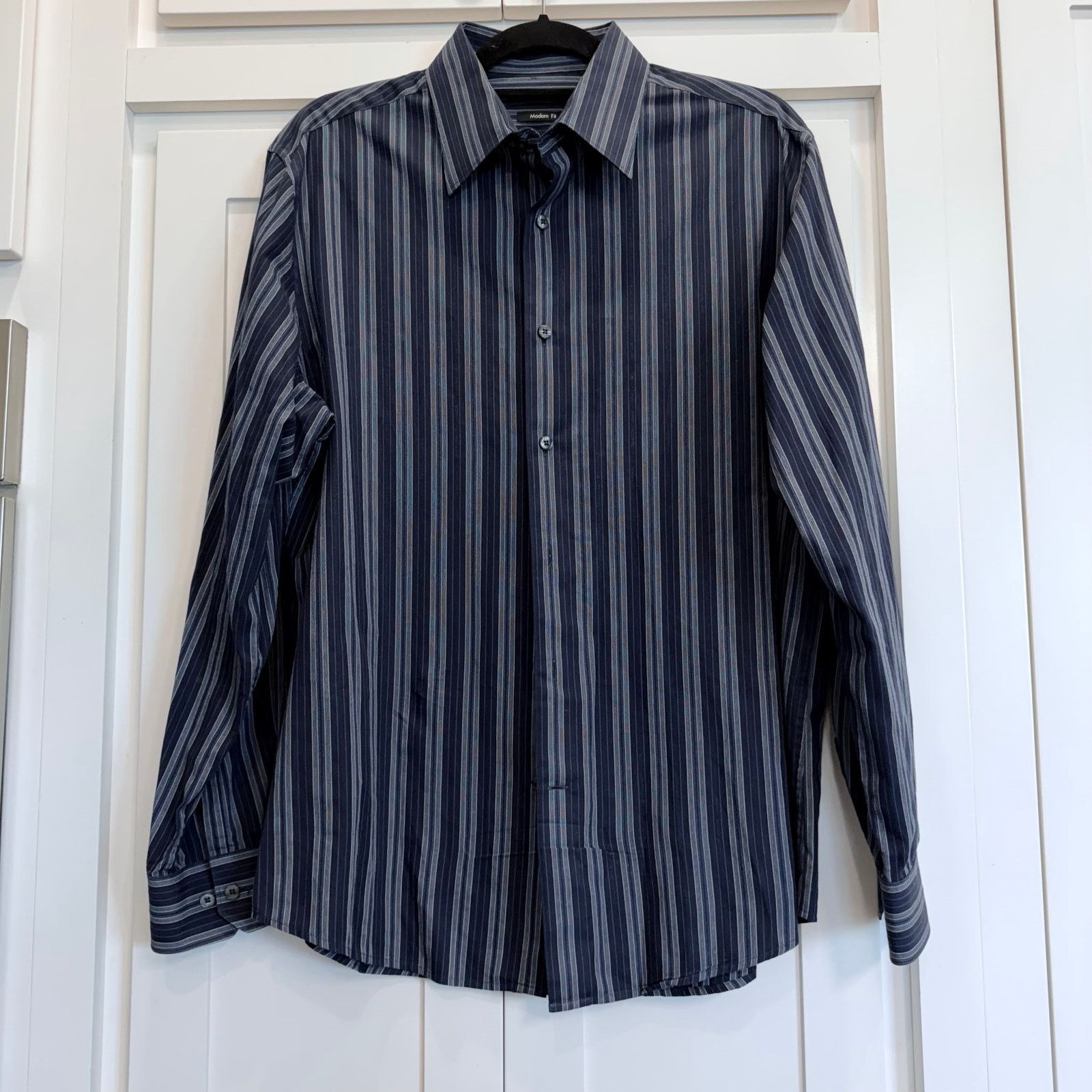 John Henry John Henry Navy Striped Button-Up Shirt Size US L / EU 52-54 / 3 - 1 Thumbnail