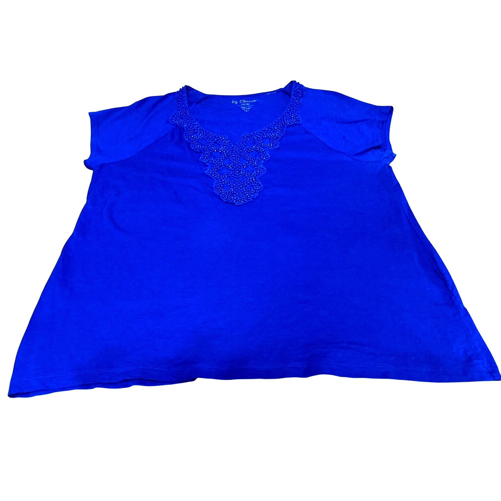 Chicos Chicos Royal Blue Short Sleeve Tee Classic Soft Stretch Casu Size XS / US 0-2 / IT 36-38 - 11 Thumbnail