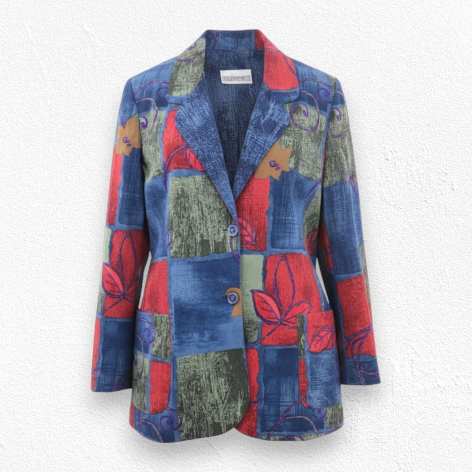 Vintage Vintage Patchwork Blazer Jacket Size Large Bold Fall Floral Size L / US 10 / IT 46 - 1 Thumbnail