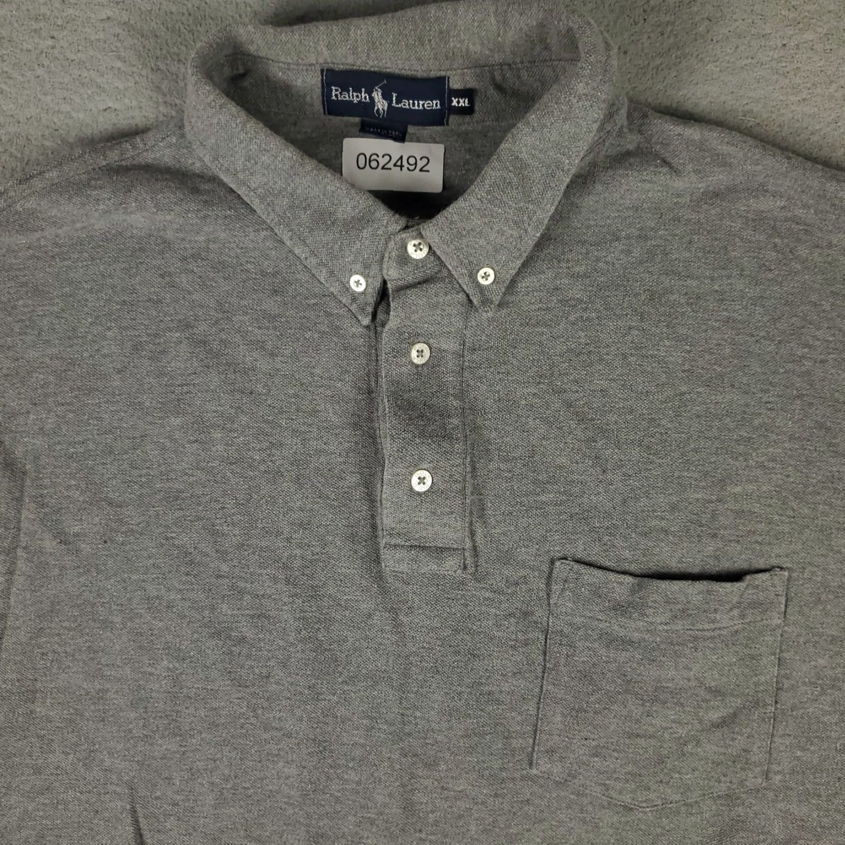 Ralph Lauren Ralph Lauren Polo Shirt Mens 2XL Gray Knit Cotton Long Sleeve Casual Button-Front Polo with Pony Logo - Classic American Preppy Sportswear Mens 2XL Size US XXL / EU 58 / 5 - 2 Thumbnail