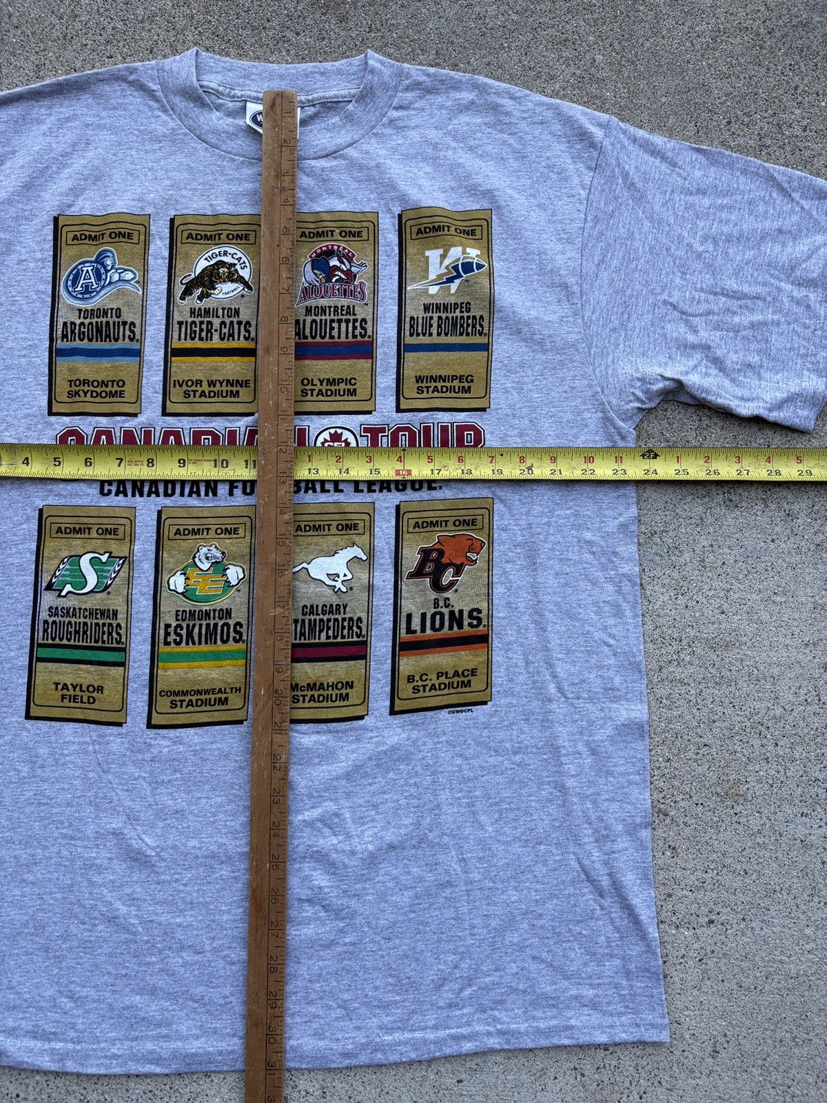 NFL Vintage 1995 Waves CFL “Canadian Tour” Grey T-Shirt Size XL Size US XL / EU 56 / 4 - 5 Thumbnail