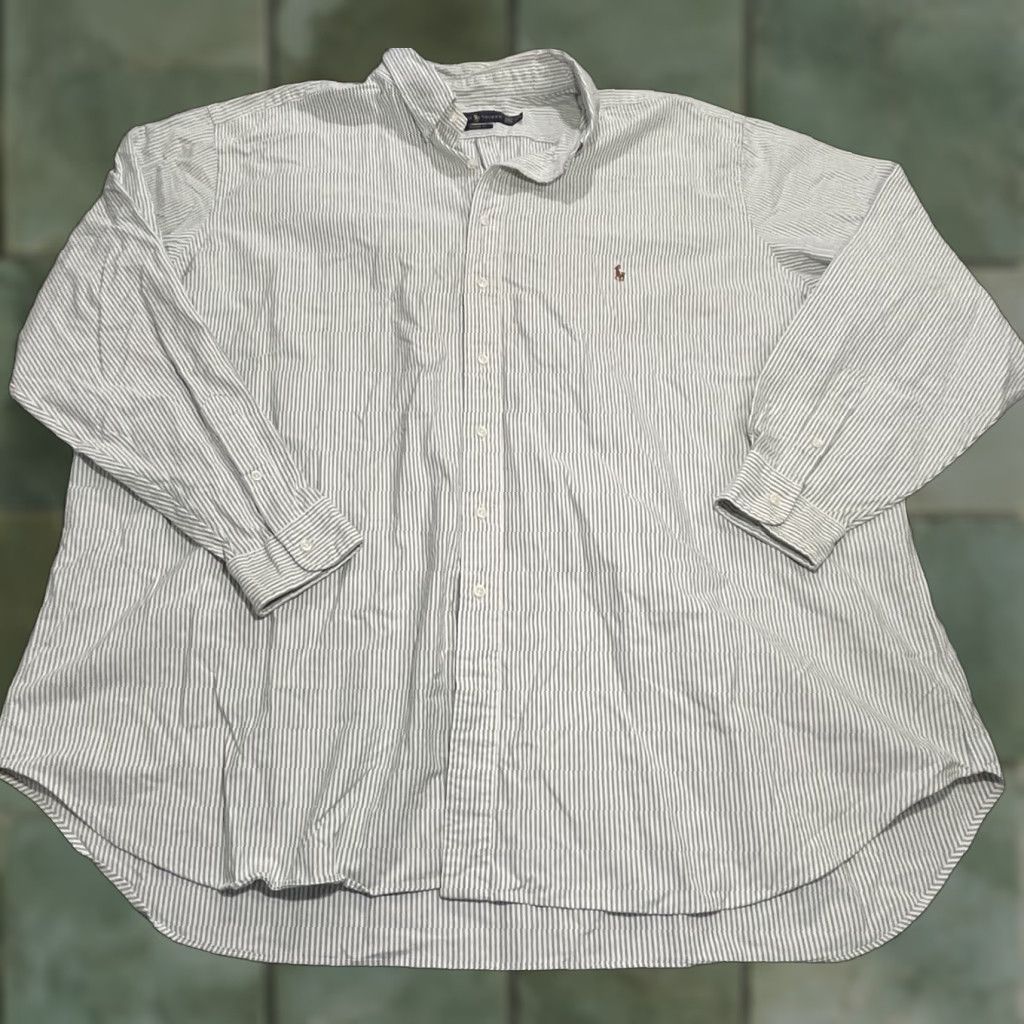 Ralph Lauren Ralph Lauren Polo Button-Up Shirt White Green Striped 4XLT Multicolor Logo Pony Embroidered Long Sleeve Button-Down Collar Mens Big & Tall"} Size US XXL / EU 58 / 5 - 1 Thumbnail