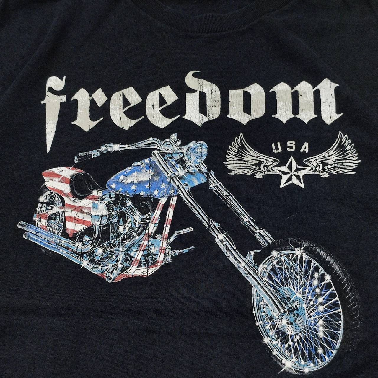 Vintage × West Coast Choppers Vintage Freedom USA Chopper US Flag Motorcycle T-Shirt Size US L / EU 52-54 / 3 - 3 Thumbnail
