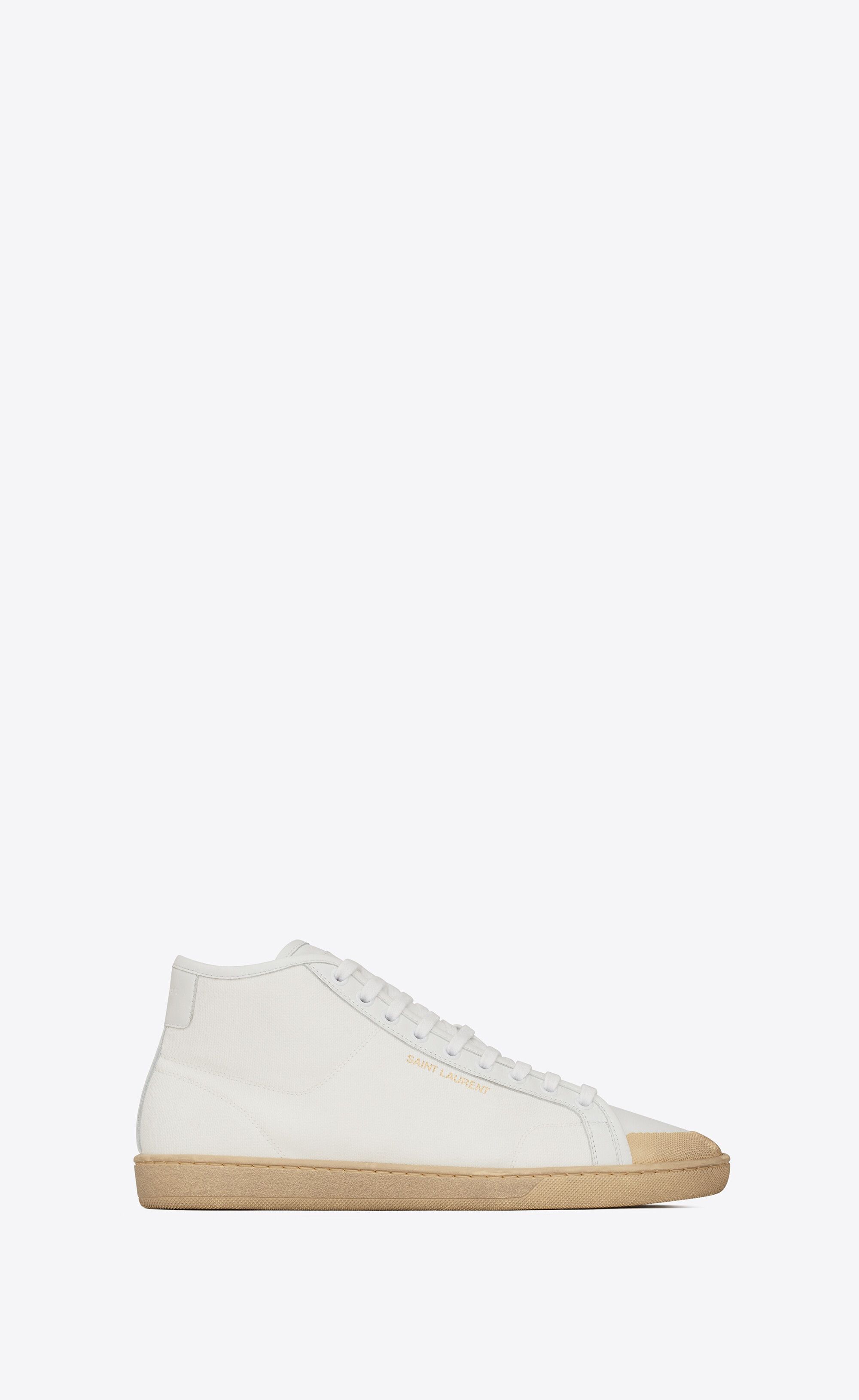 Saint Laurent Paris o1bcso1str0125 Court Classic Mid Top Sneaker in White/Beige Size US 12.5 / EU 45-46 - 1 Thumbnail