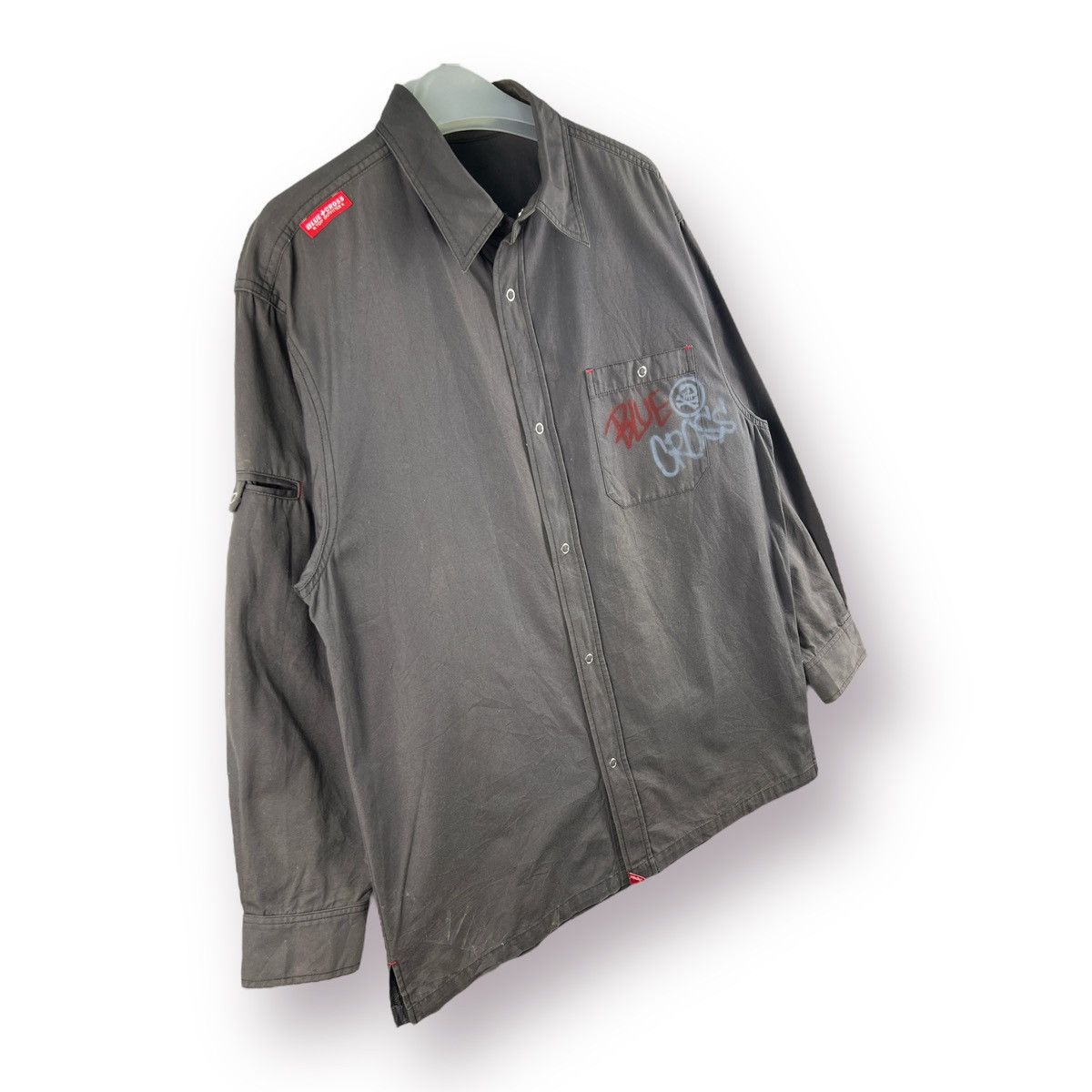 Other 🔥 Blue Cross 964 Skull Skating shirt Snap button - L Size US M / EU 48-50 / 2 - 4 Thumbnail