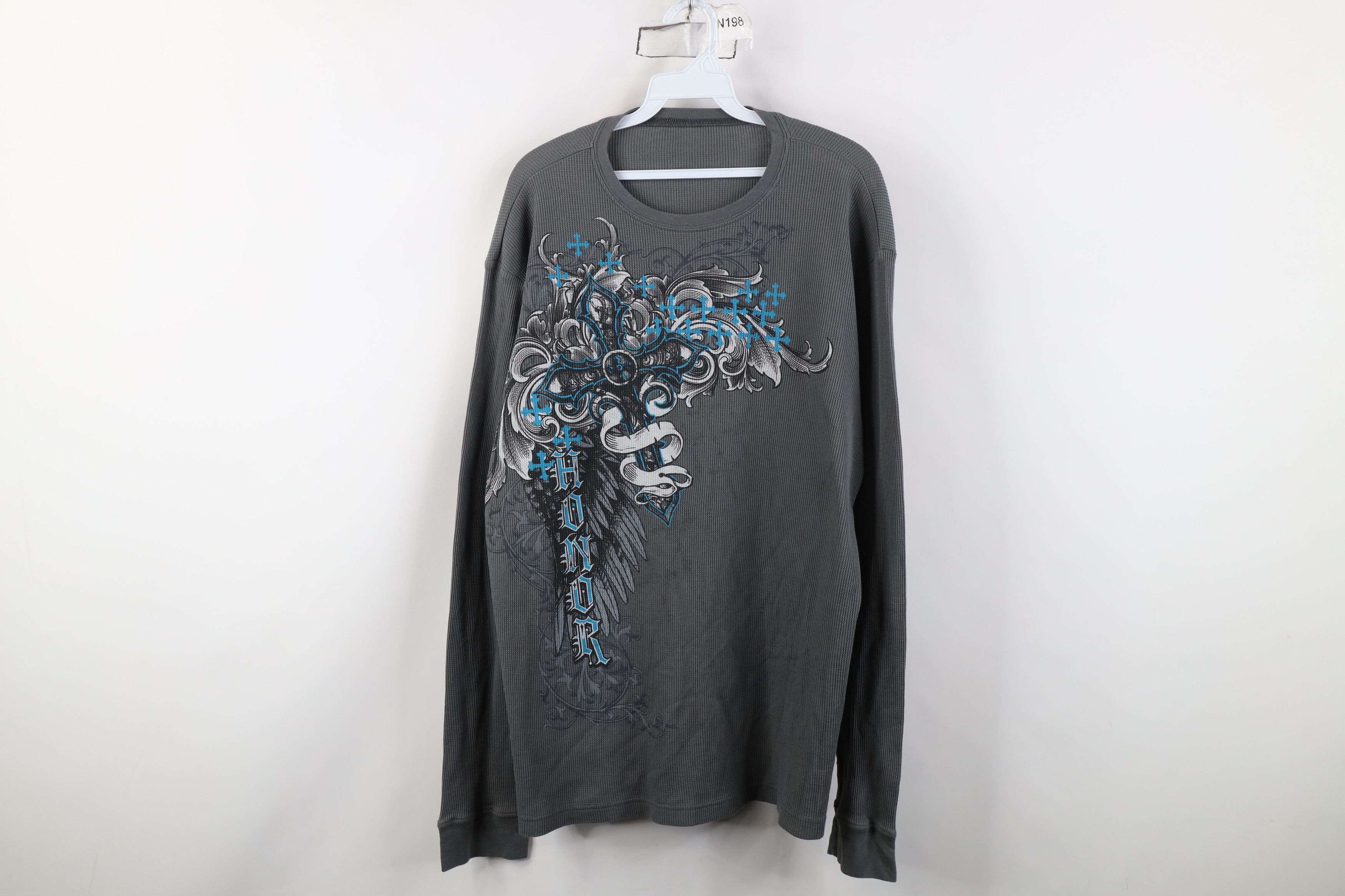 Vintage Vintage Y2K Streetwear Cross Thermal Waffle Knit T-Shirt Size US XL / EU 56 / 4 - 1 Thumbnail