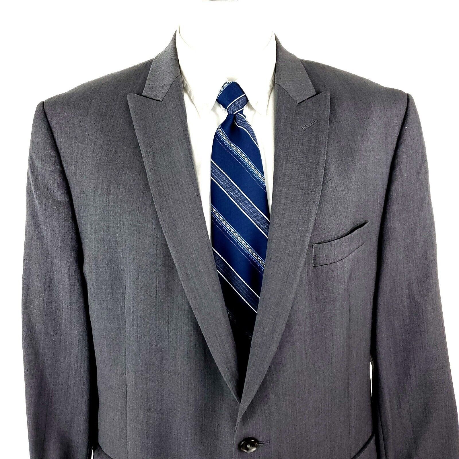 Calvin Klein Calvin Klein Wool 2 Button Blazer 42R Gray Peak Lapel Suit J Size 42R - 1 Thumbnail